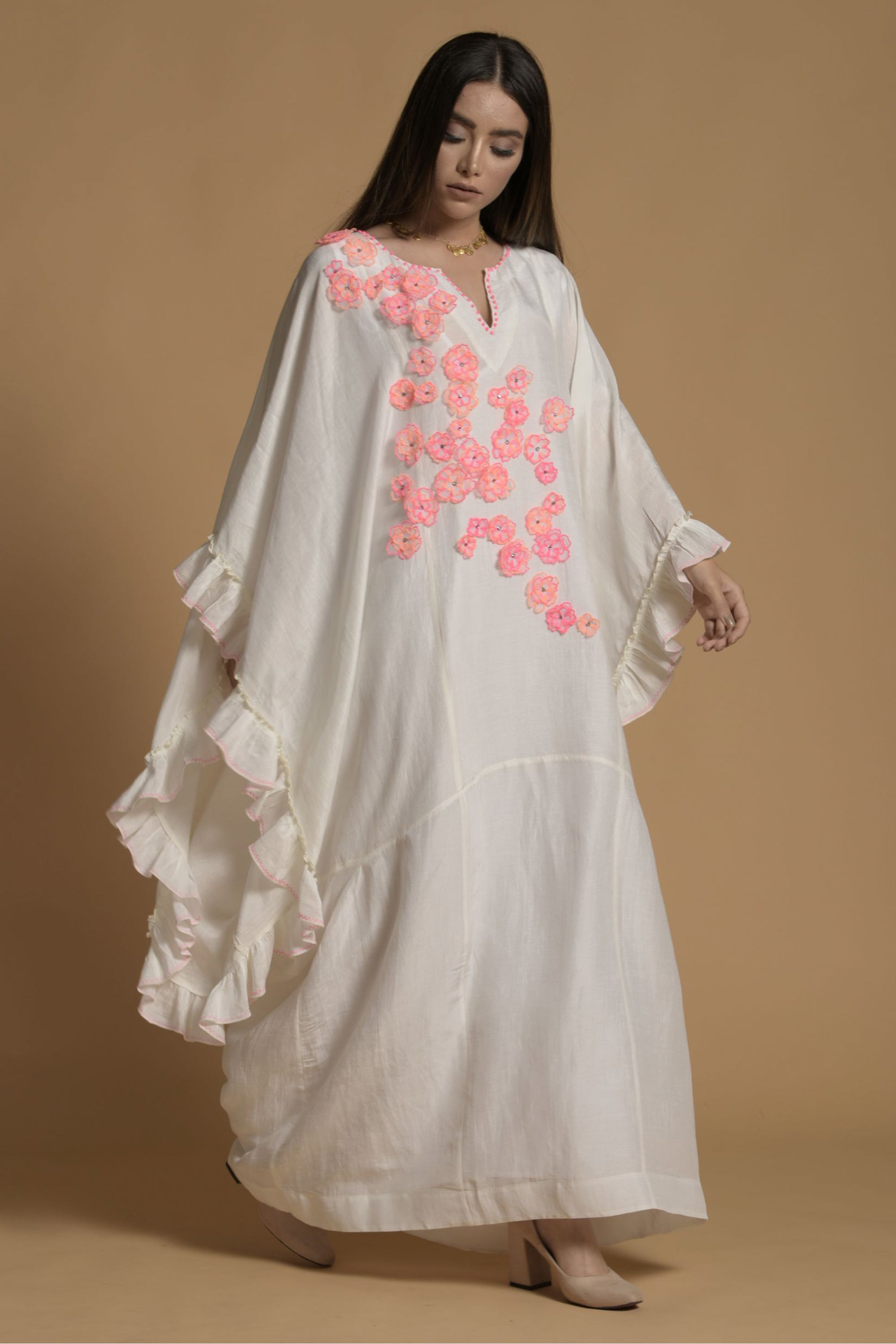 Ashna Embellished & Embroidered Jalabiya with Inner Cotton Cami