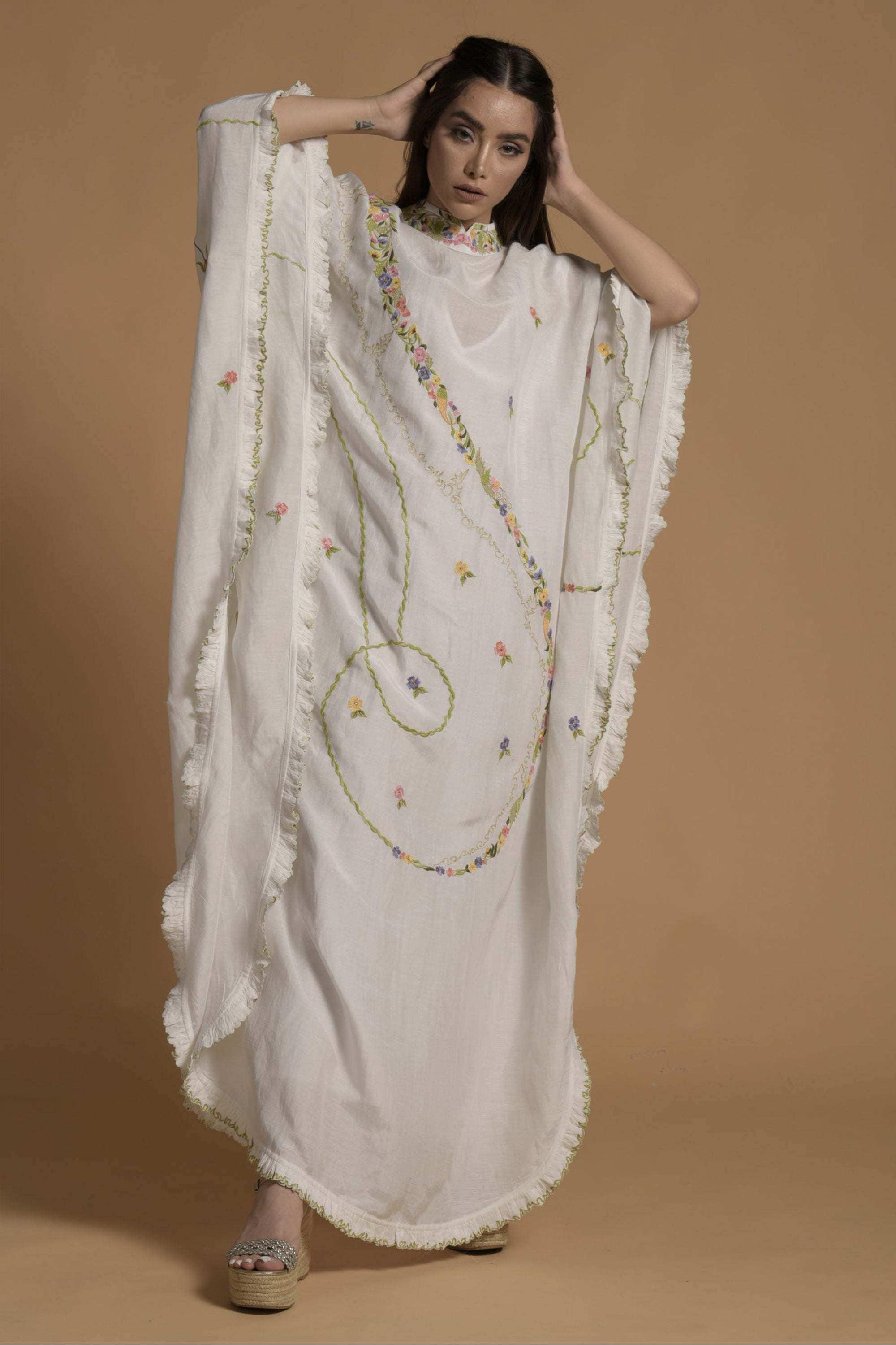 Asna Embroidered Jalabiya with Inner Cotton Cami