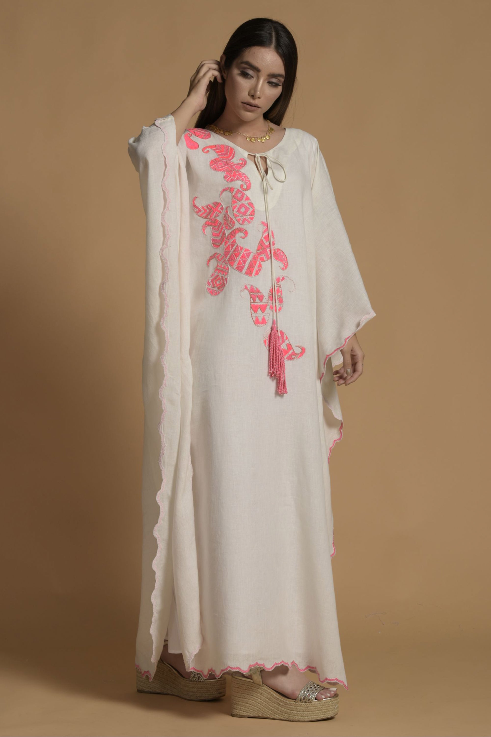 Mariam Embroidered Jalabiya with Inner Cotton Cami
