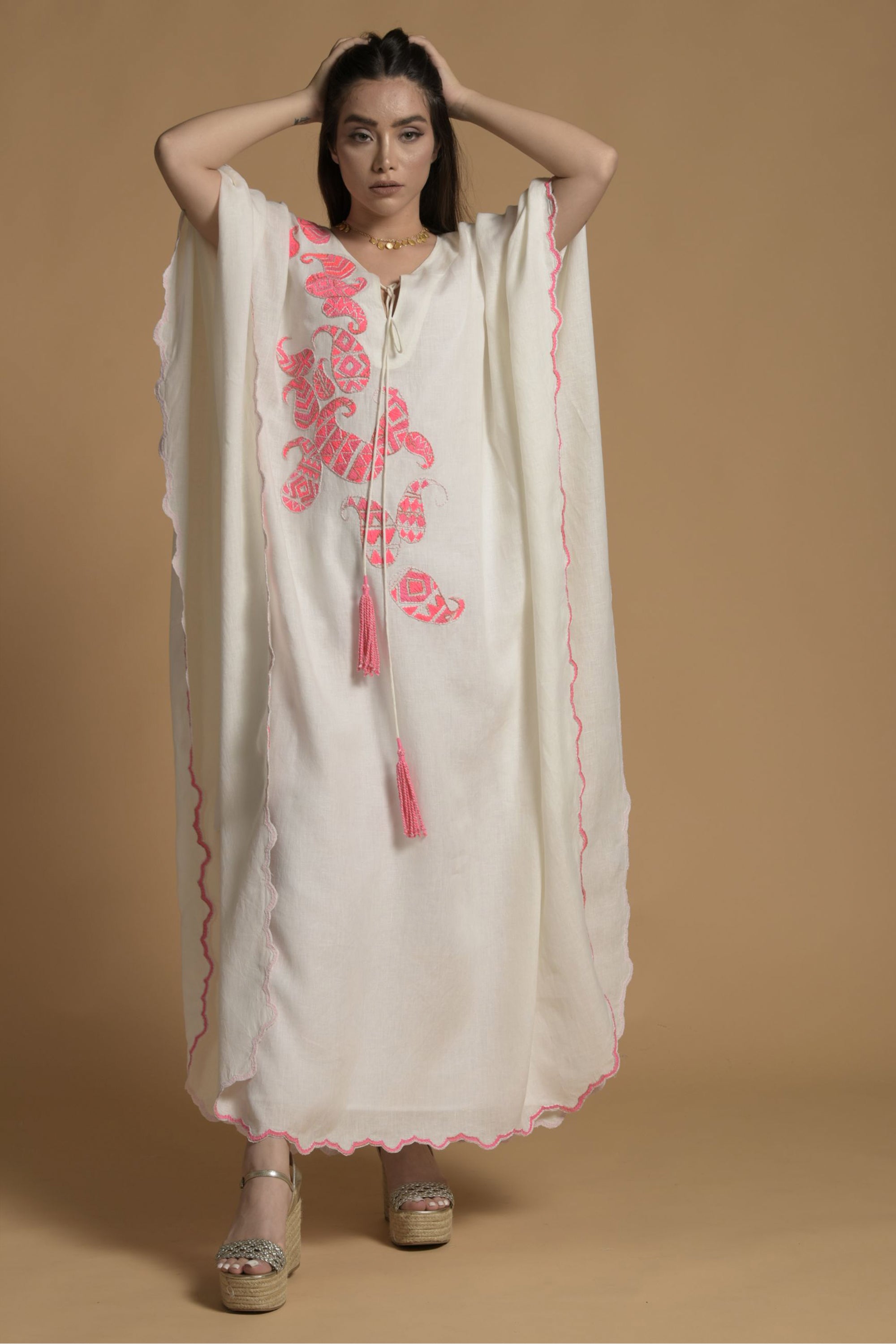 Mariam Embroidered Jalabiya with Inner Cotton Cami