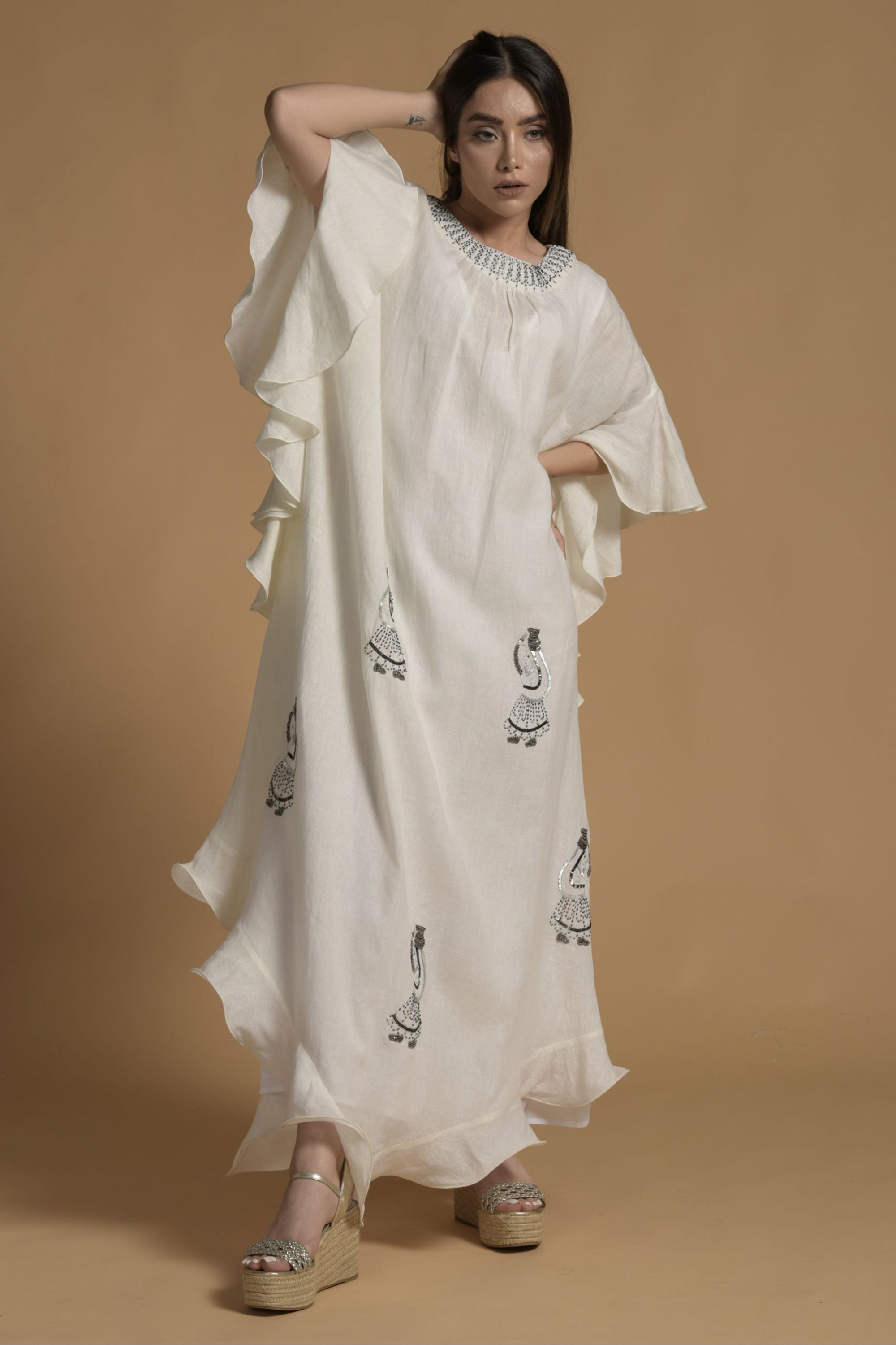 Aasma Embellished Jalabiya with Inner Cotton Cami