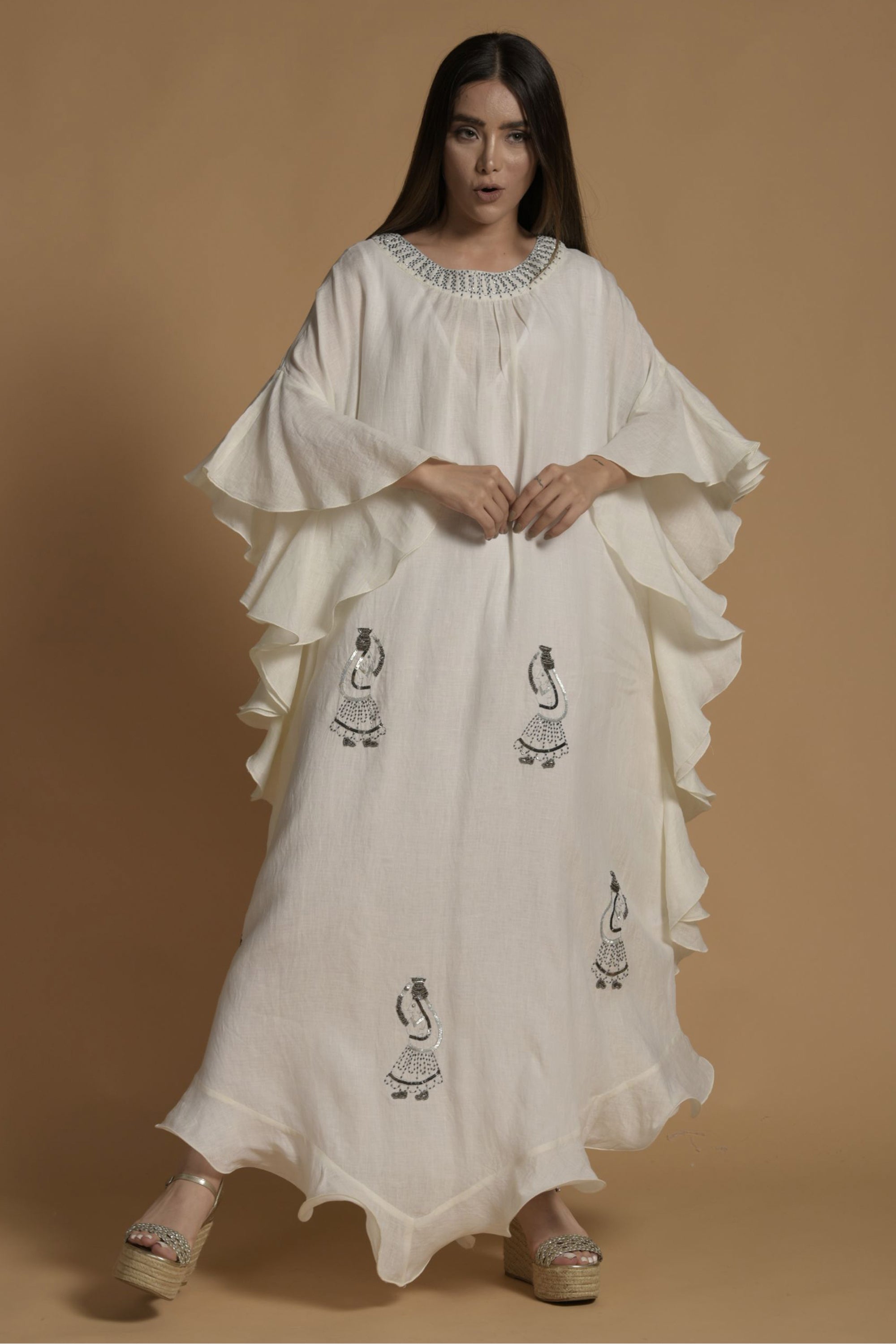 Aasma Embellished Jalabiya with Inner Cotton Cami