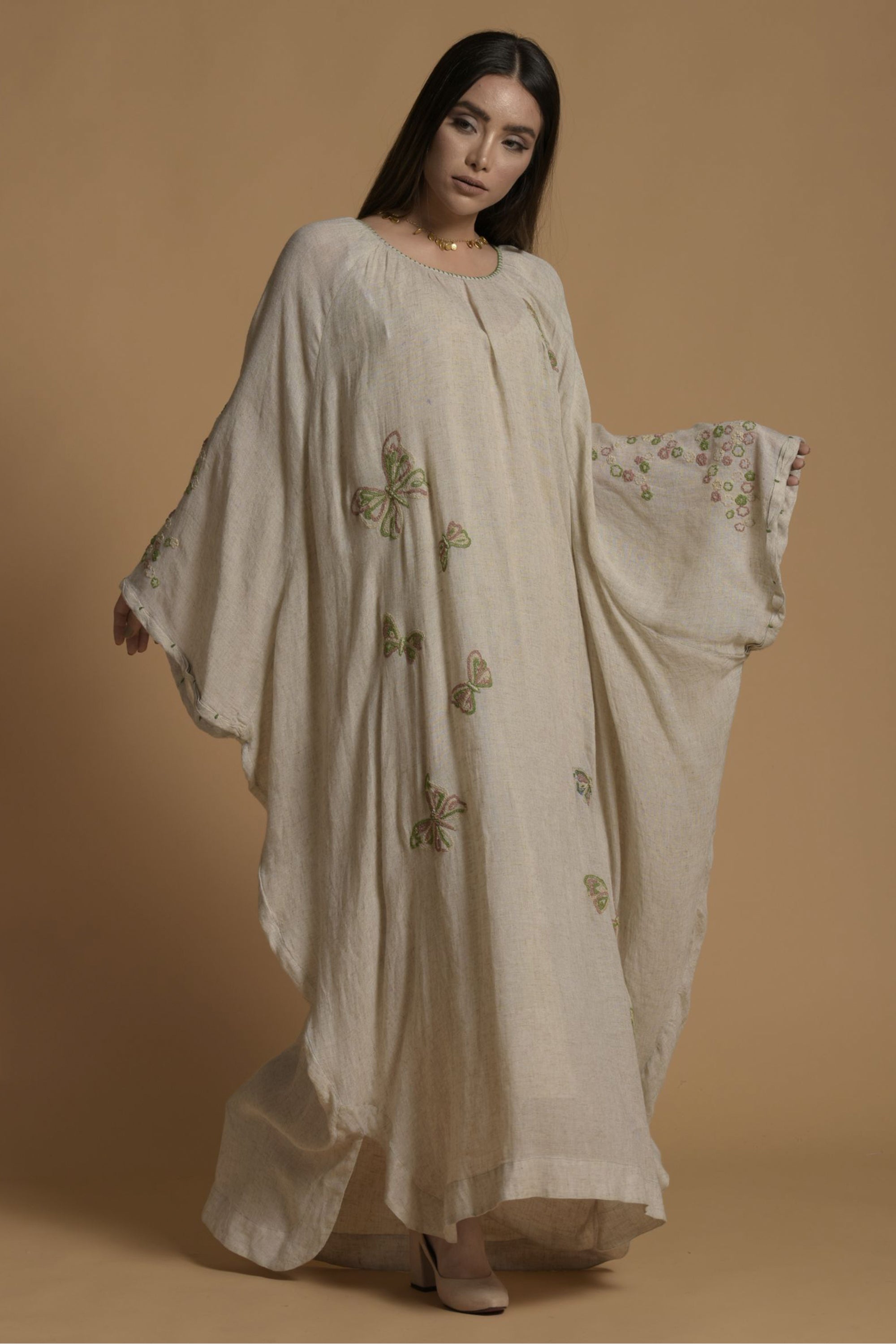 Mina Embroidered Jalabiya with Inner Cotton Cami