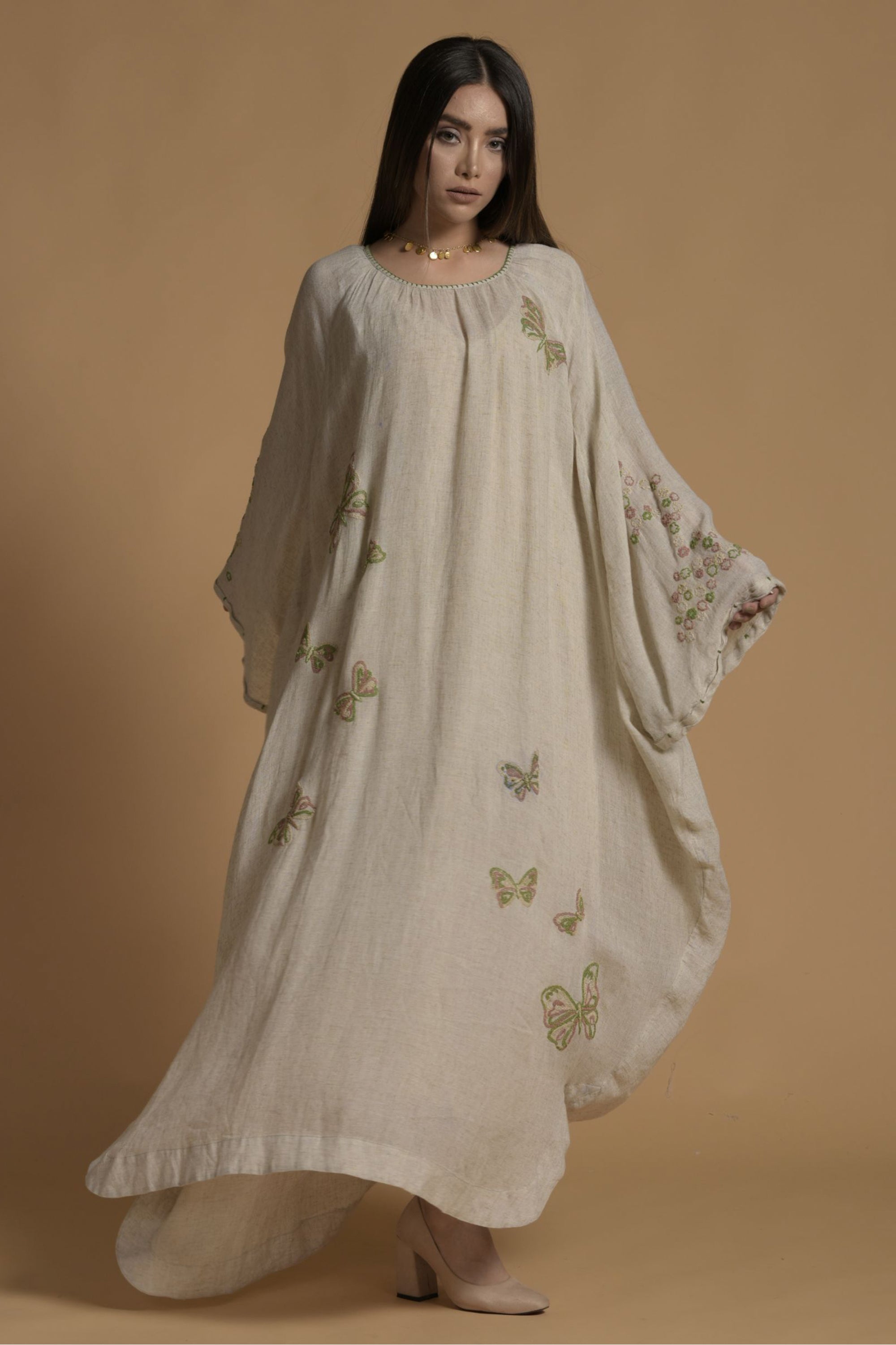Mina Embroidered Jalabiya with Inner Cotton Cami