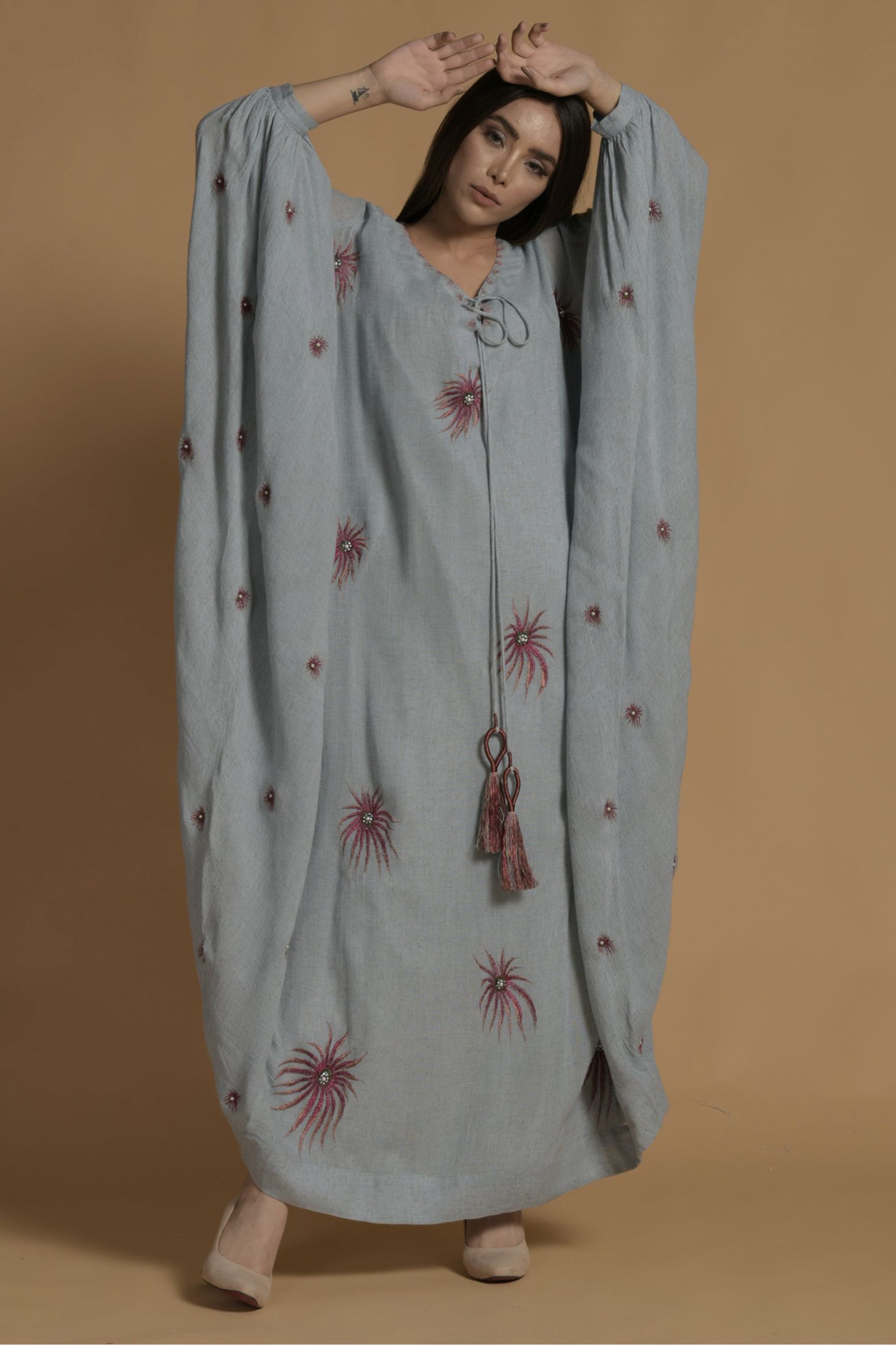 Gurnaaz Embroidered Jalabiya with Inner Cotton Cami