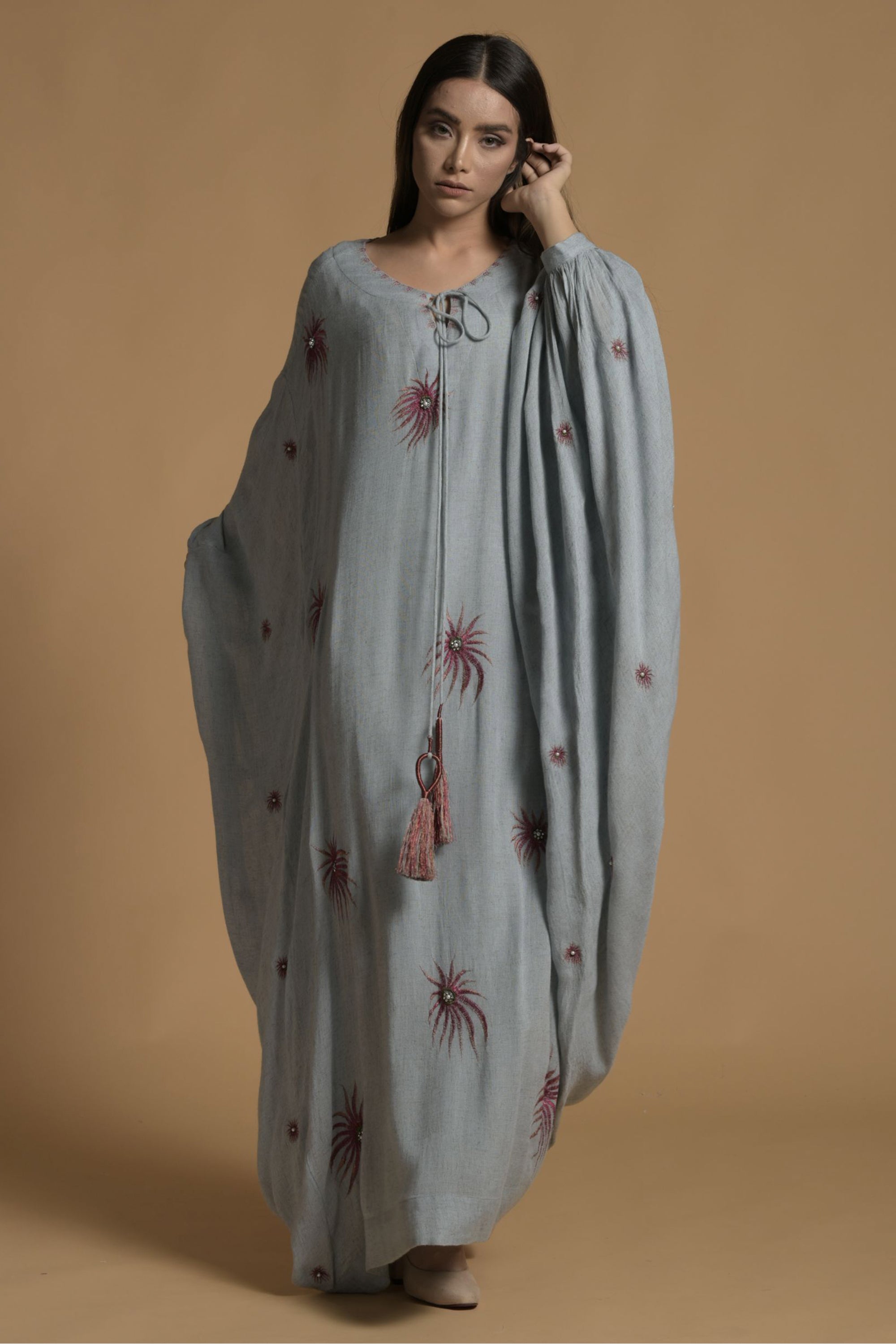 Gurnaaz Embroidered Jalabiya with Inner Cotton Cami
