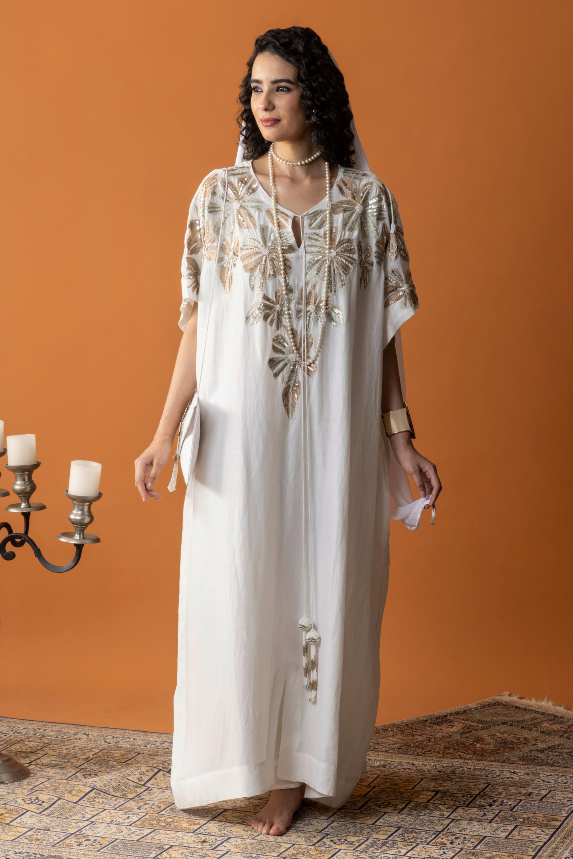 Firyal Embroidered Jalabiya with Embellishment