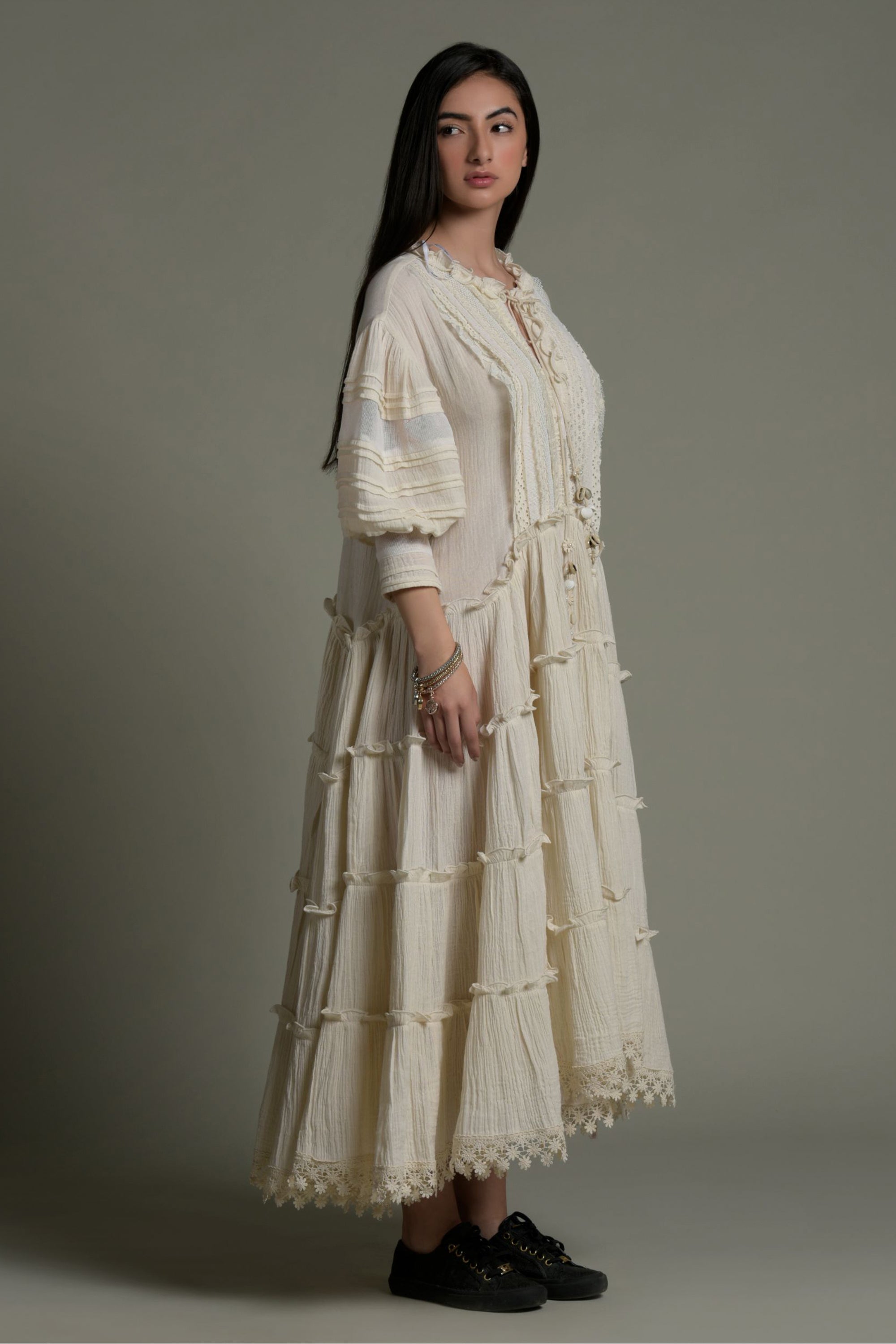 Wajiha Embroidered Long Jalabiya with Handwork & Tassel