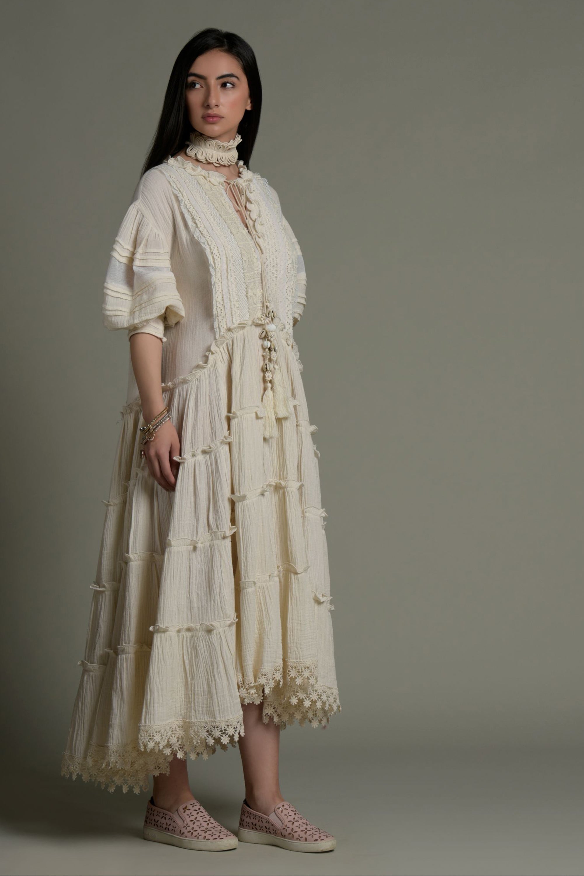Wajiha Embroidered Long Jalabiya with Handwork & Tassel