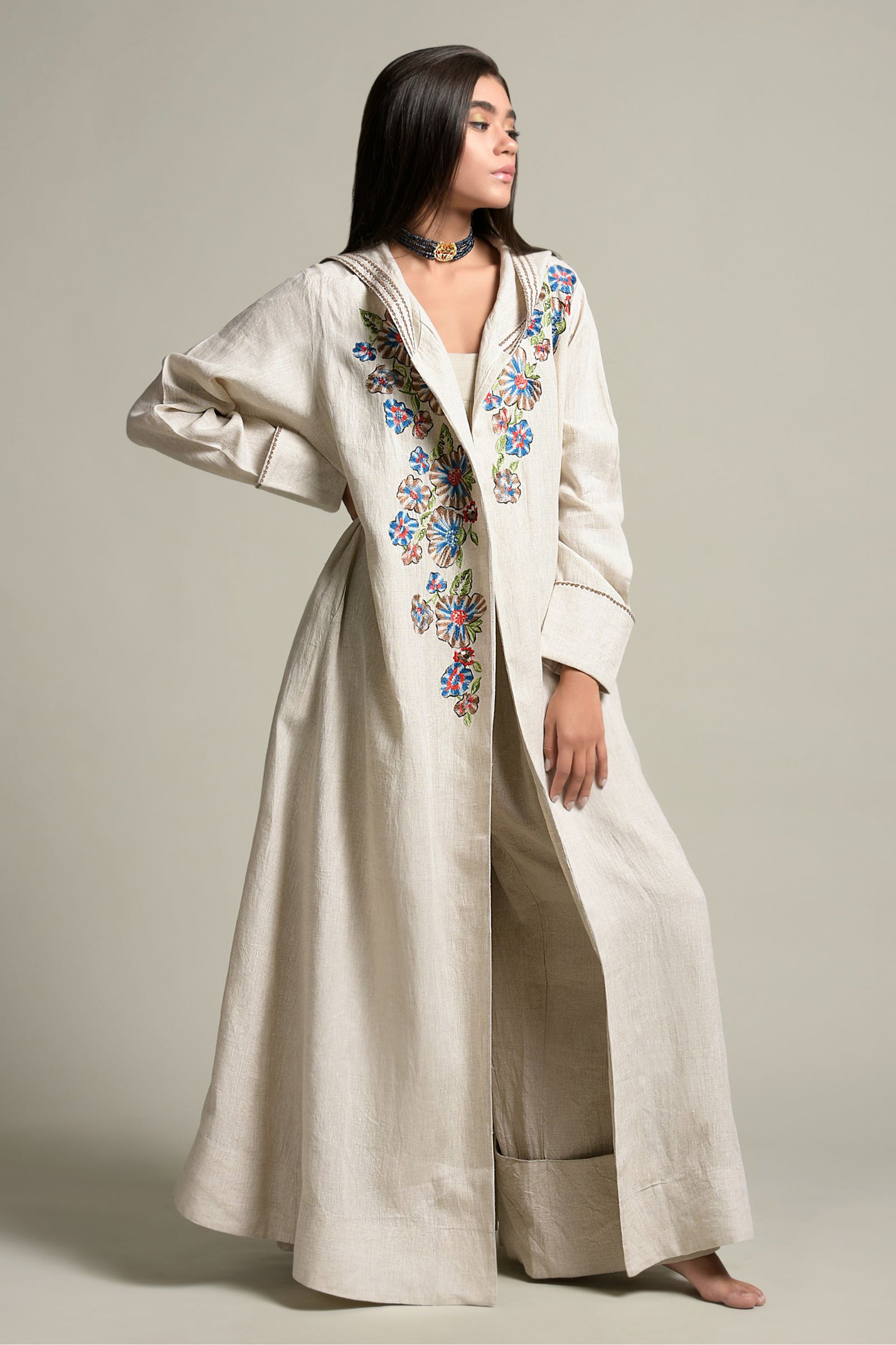 Meesha Embroidered Hooded Abaya