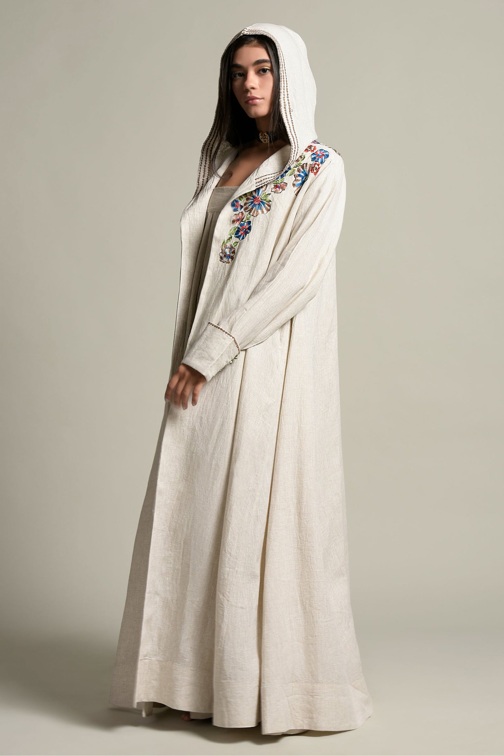Meesha Embroidered Hooded Abaya