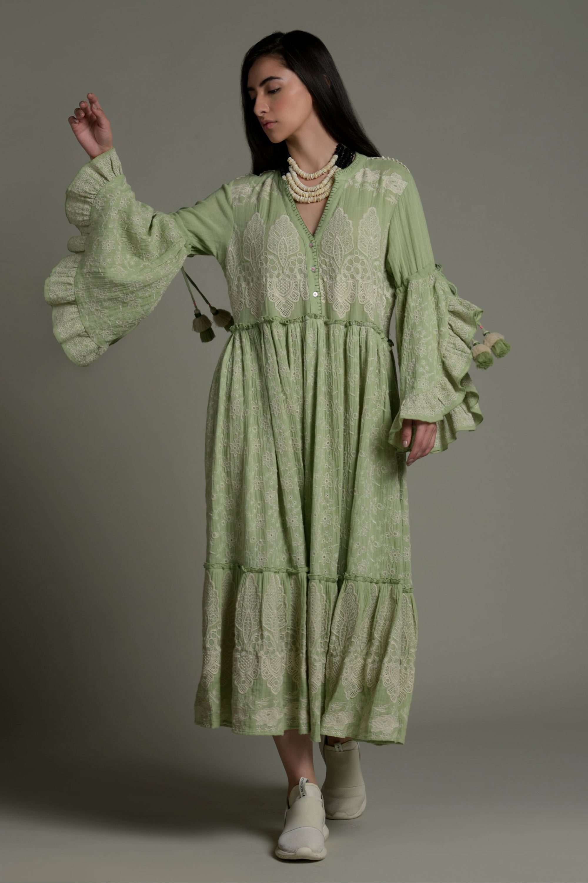 Muzaira Embroidered Long Jalabiya & Tassel