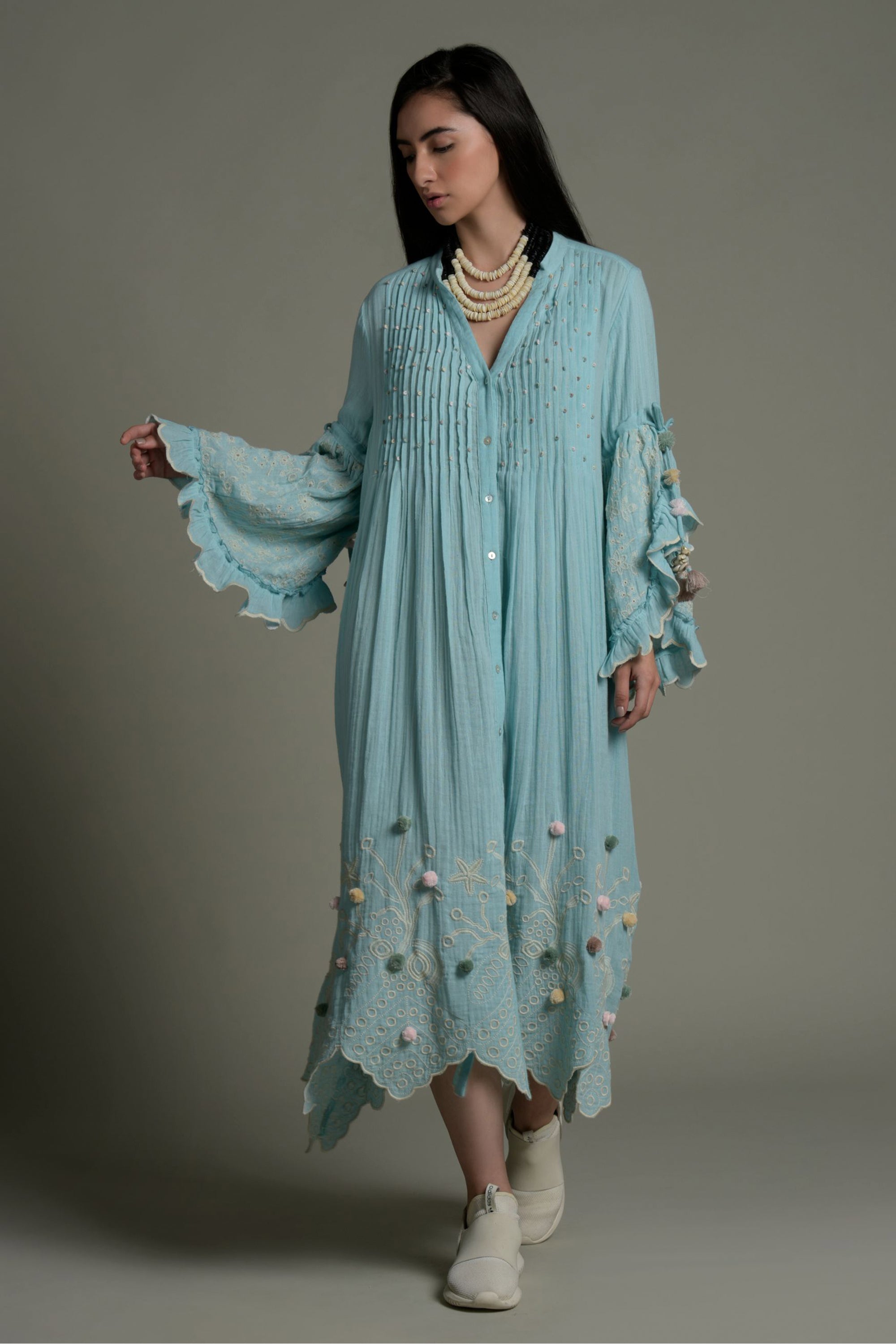 Iqra Embroidered Long Jalabiya with Detail Handwork