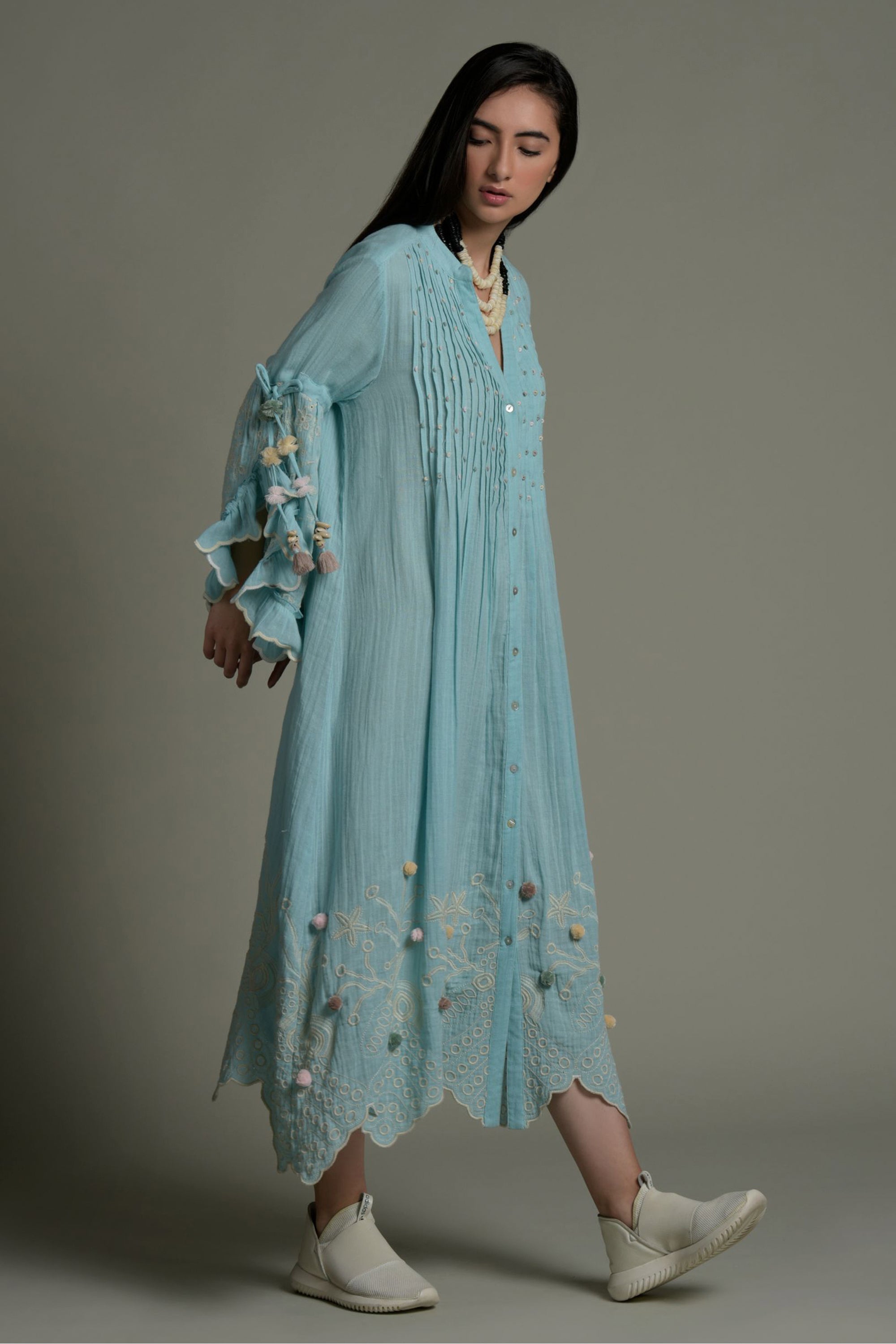 Iqra Embroidered Long Jalabiya with Detail Handwork