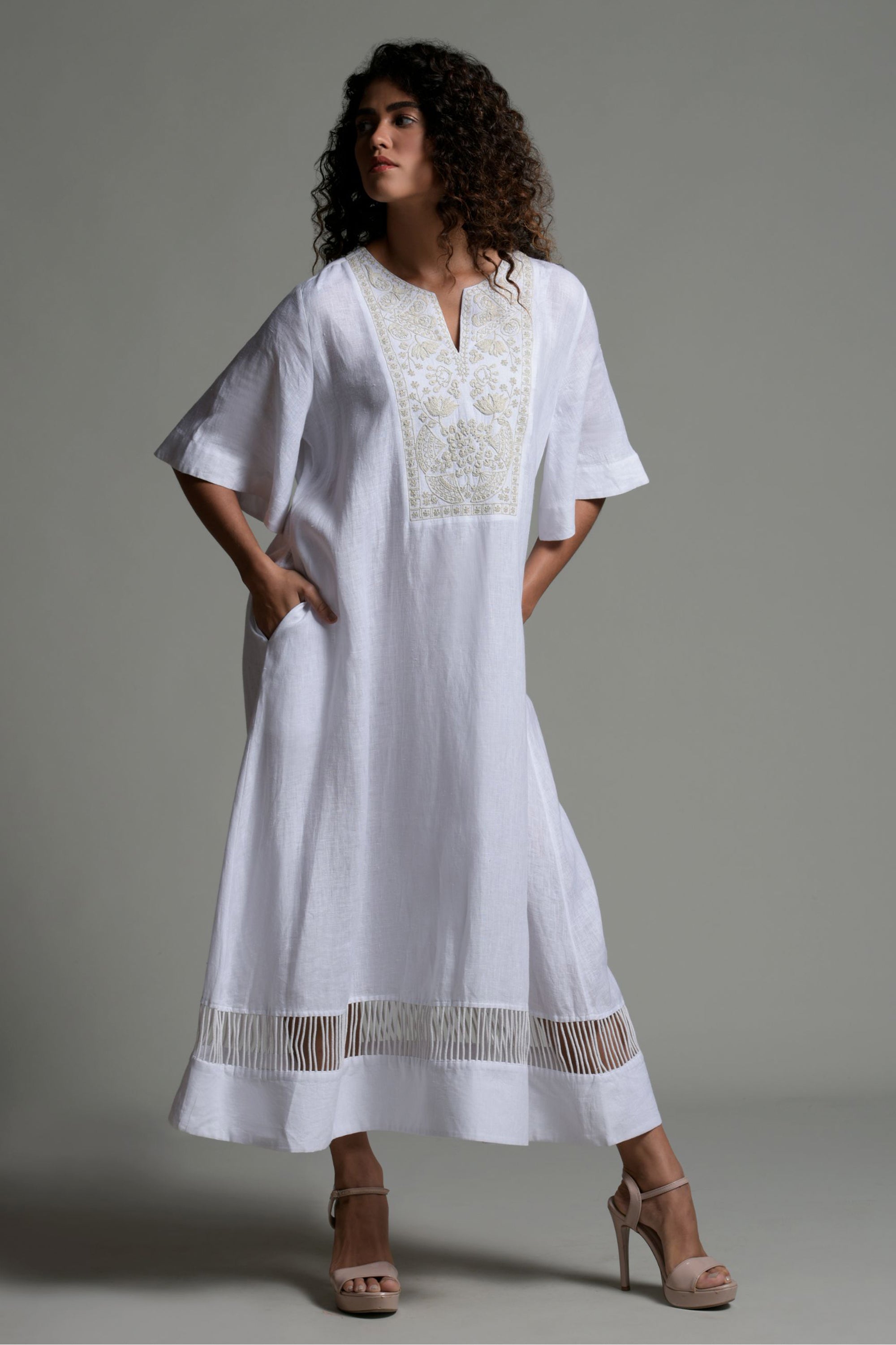 Fauzia Embroidered Long Jalabiya