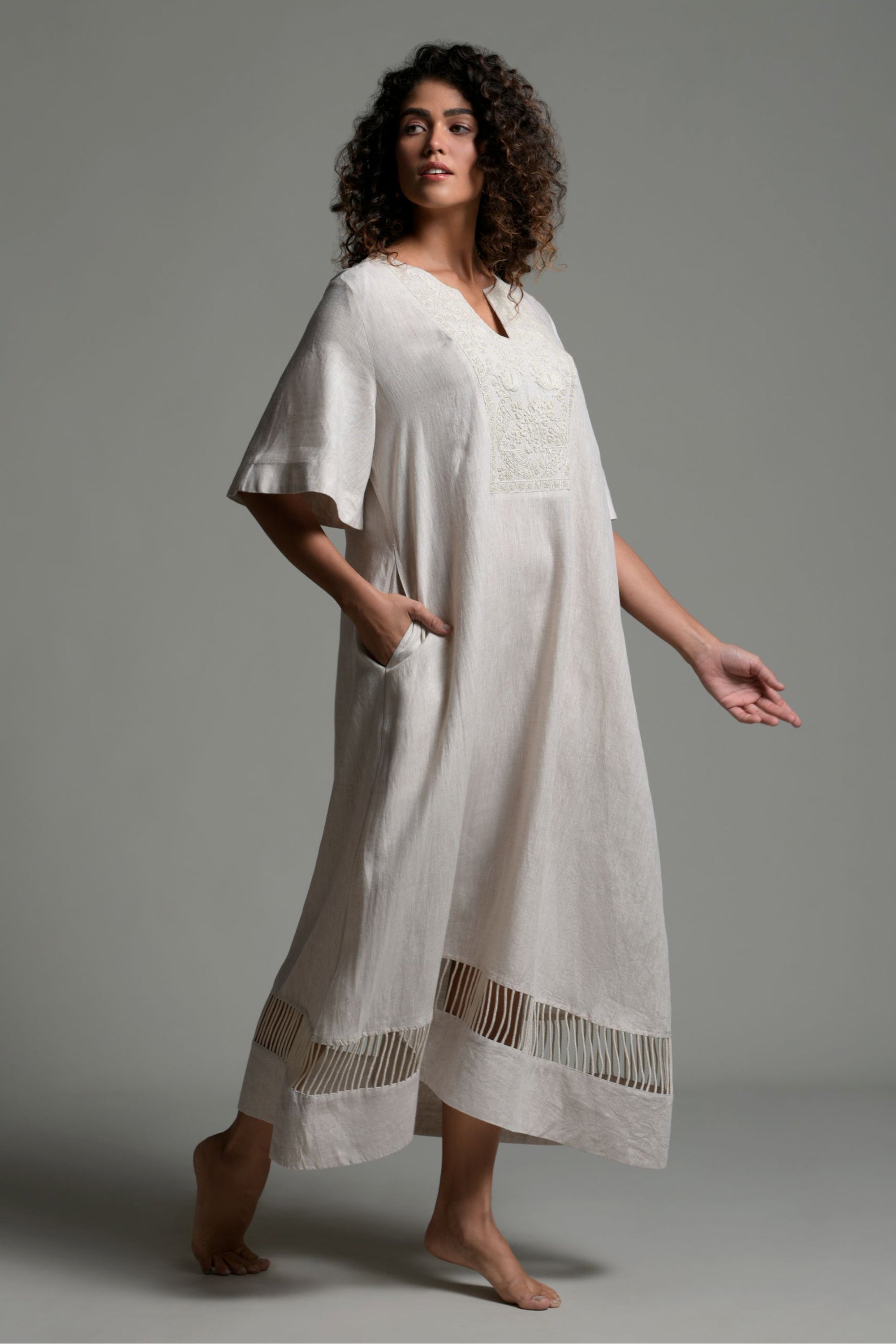 Taslima Embroidered Long Jalabiya