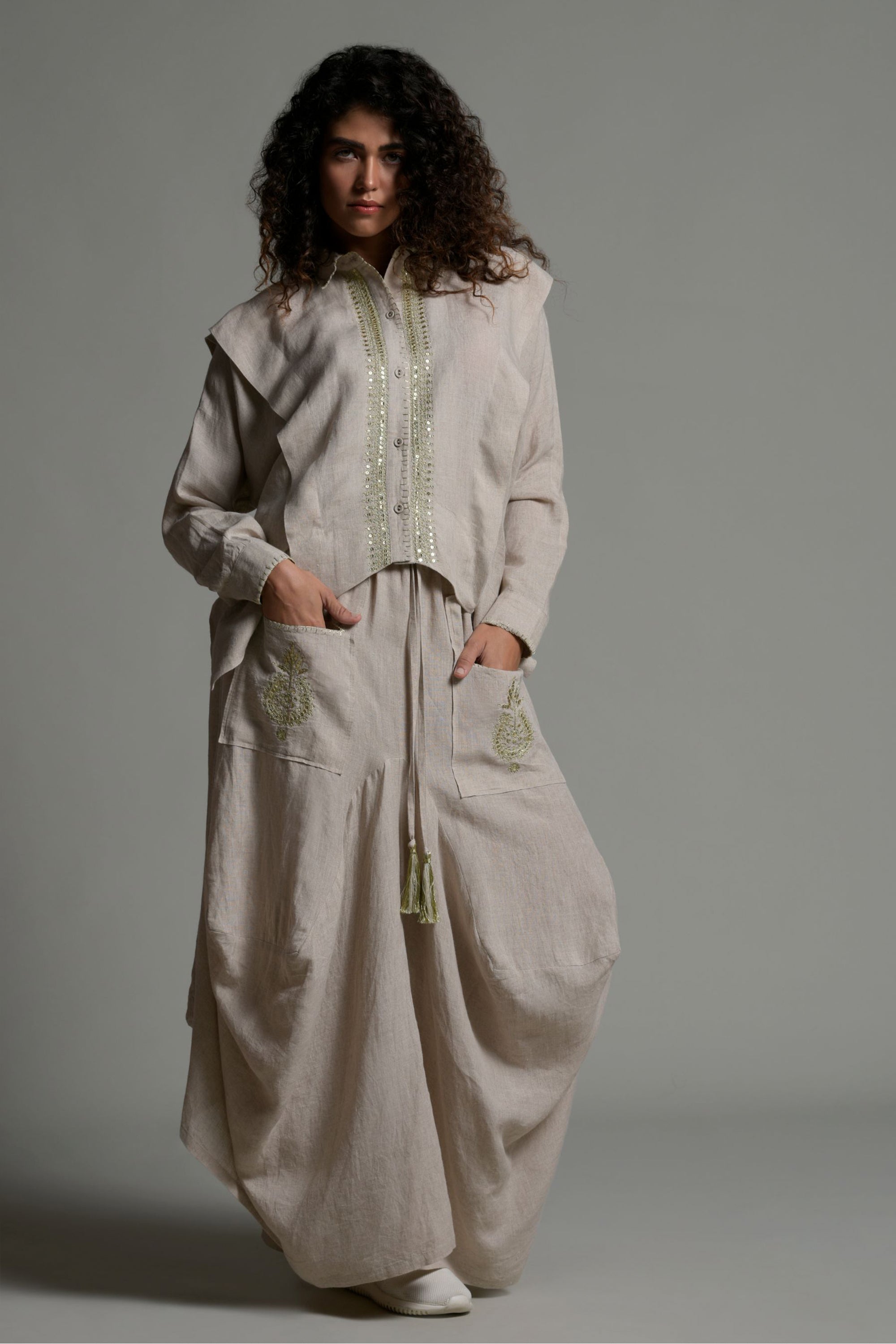 Rukshar Embellished & Embroidered Top with Skirt