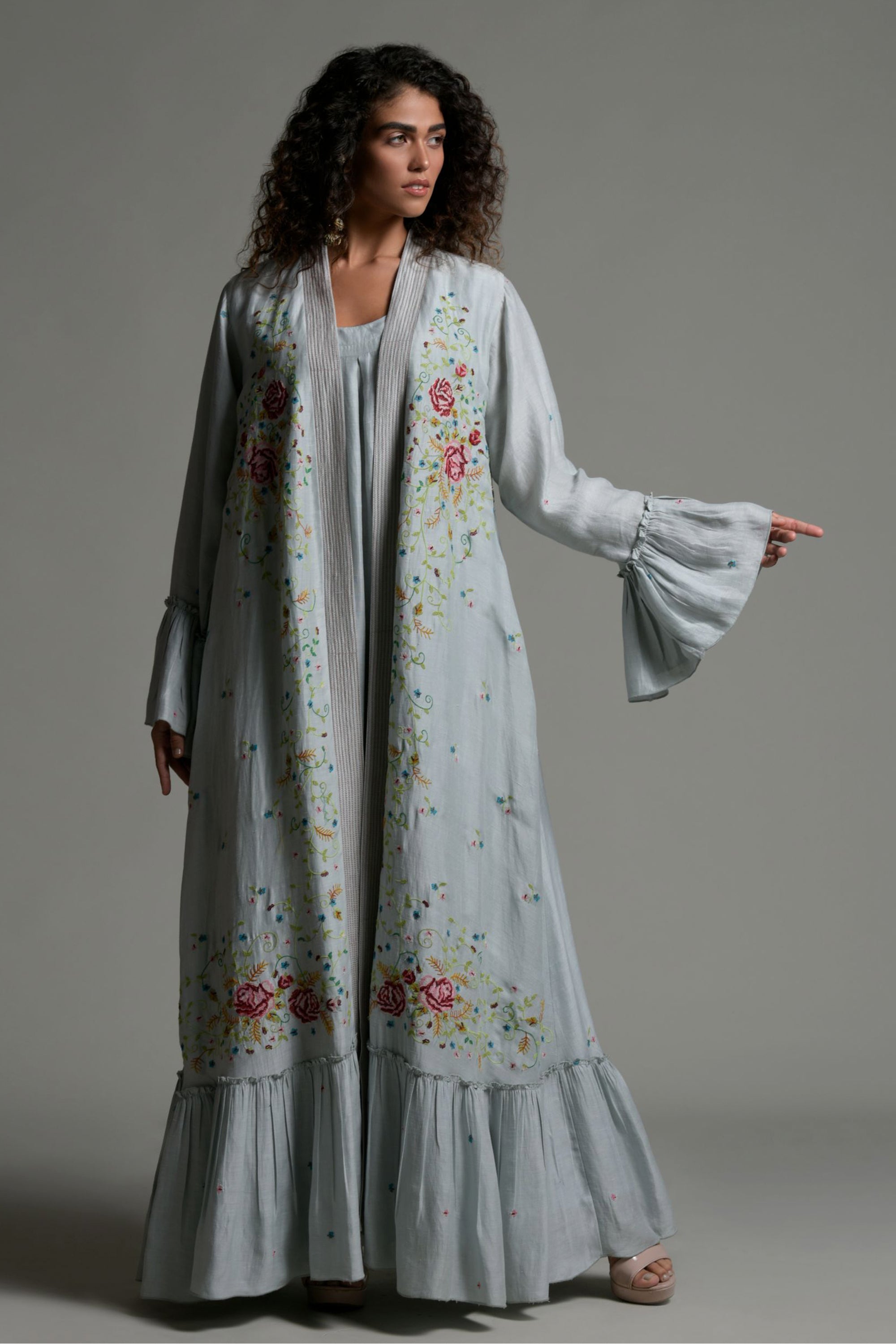 Hamra Embroidered Abaya with Inner Dress