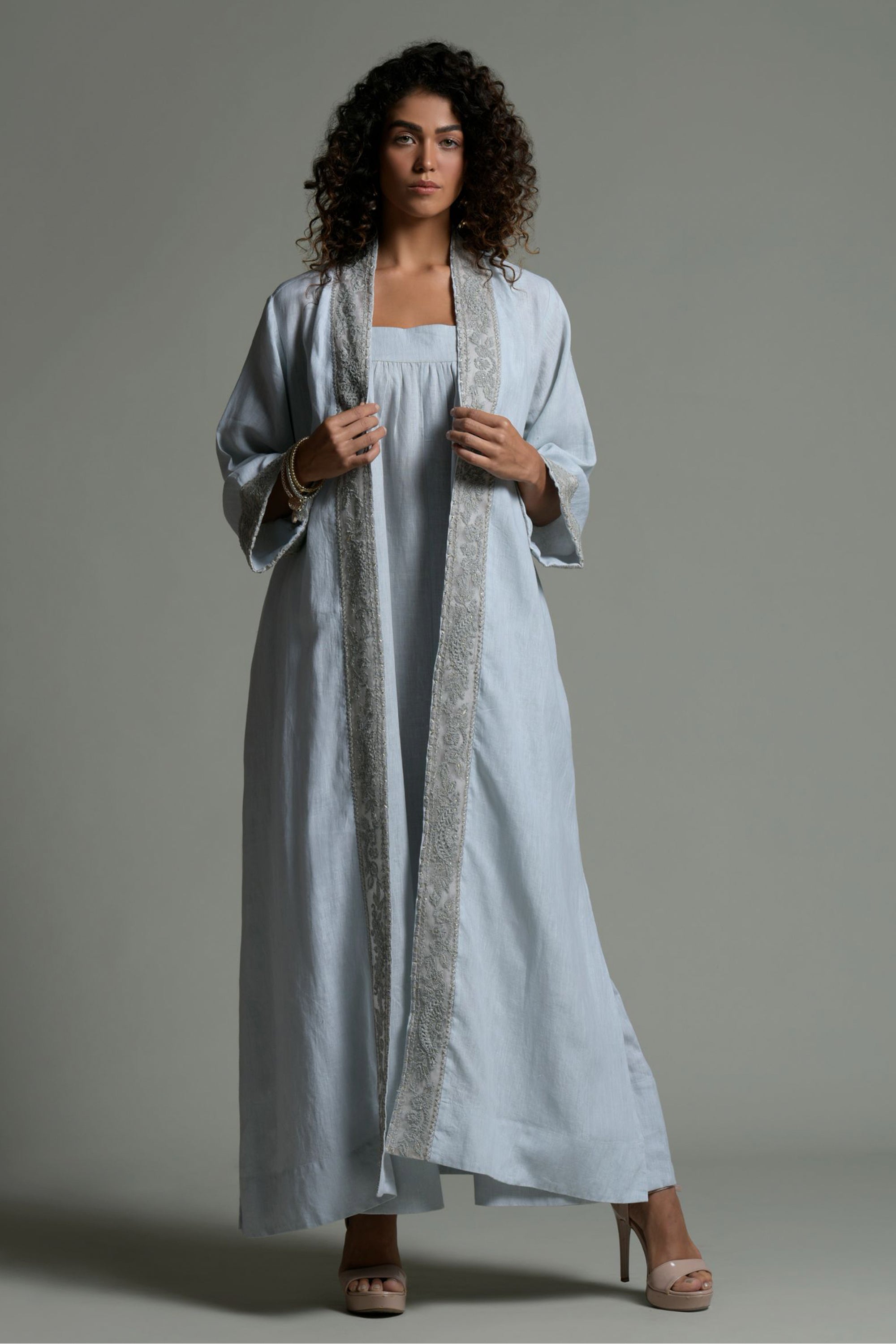 Hameeda Embroidered Abaya with Jumpsuit