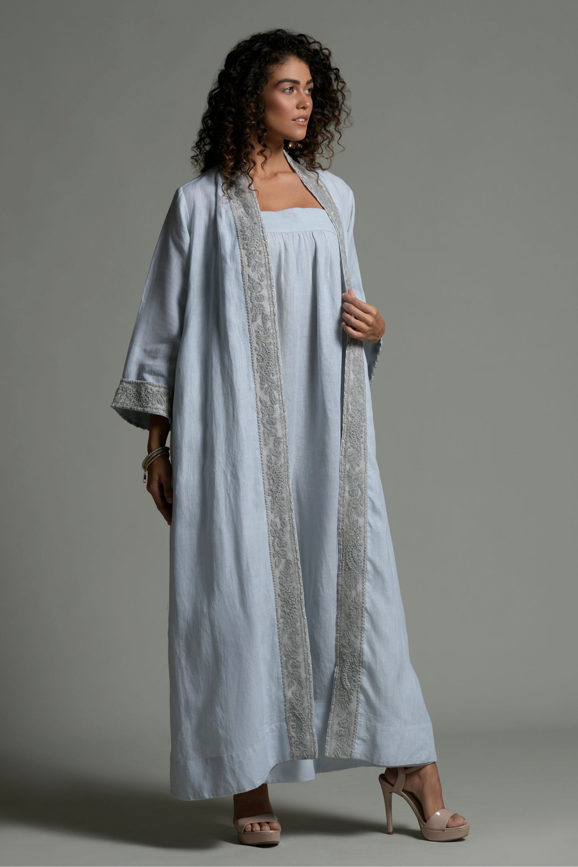 Hameeda Embroidered Abaya with Jumpsuit