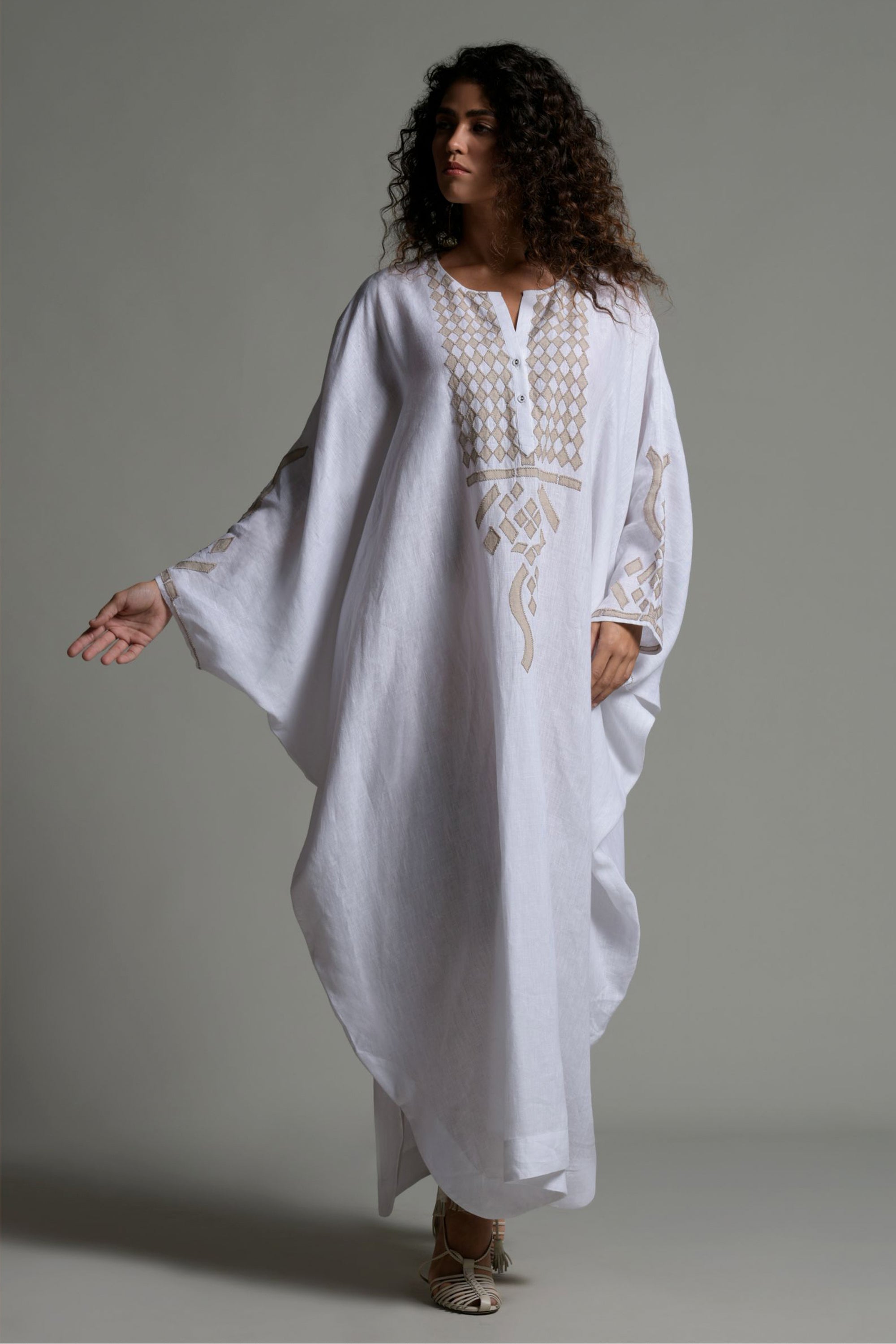 Nashita Embroidered Jalabiya with Inner Cotton Cami