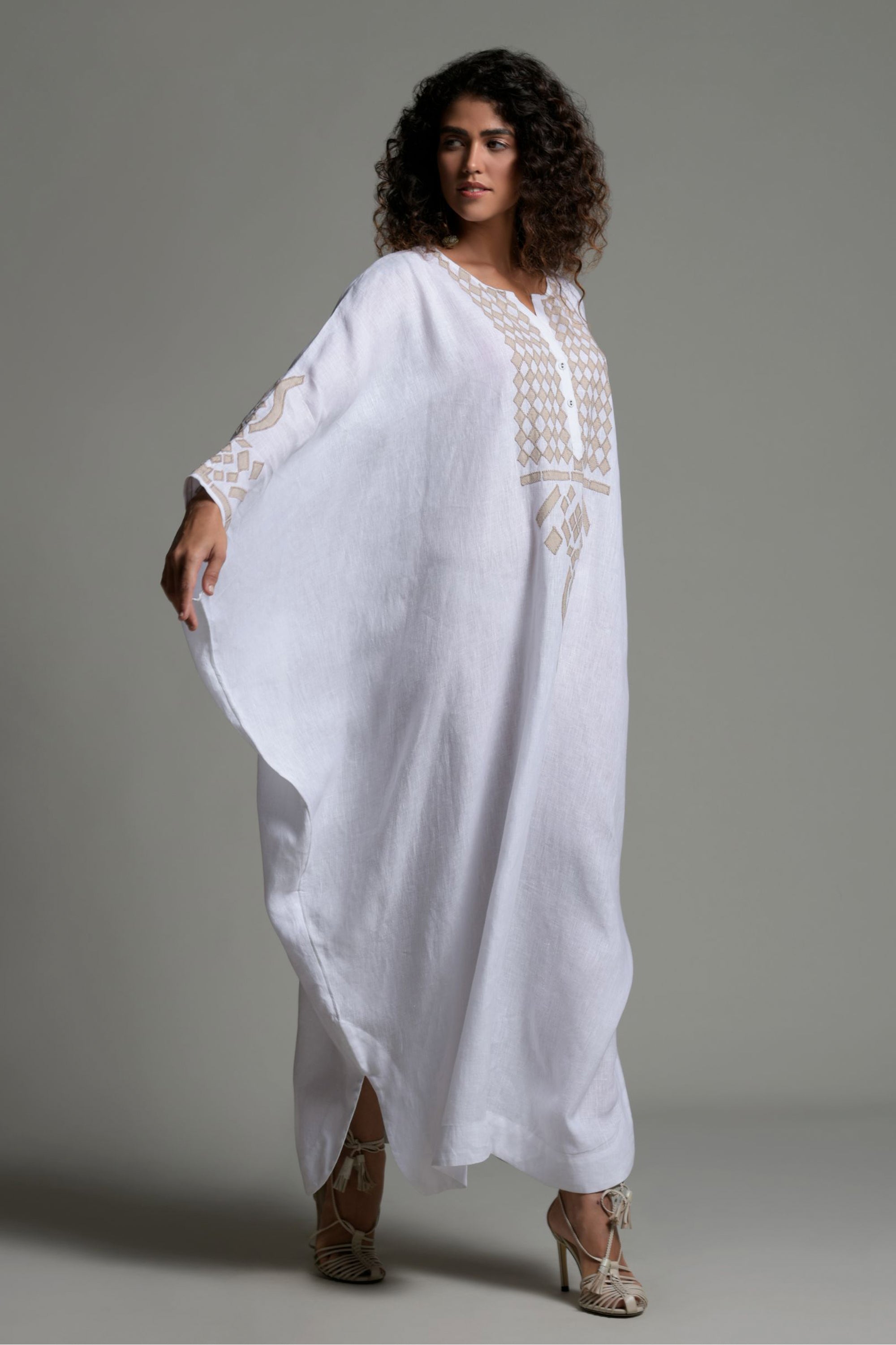 Nashita Embroidered Jalabiya with Inner Cotton Cami