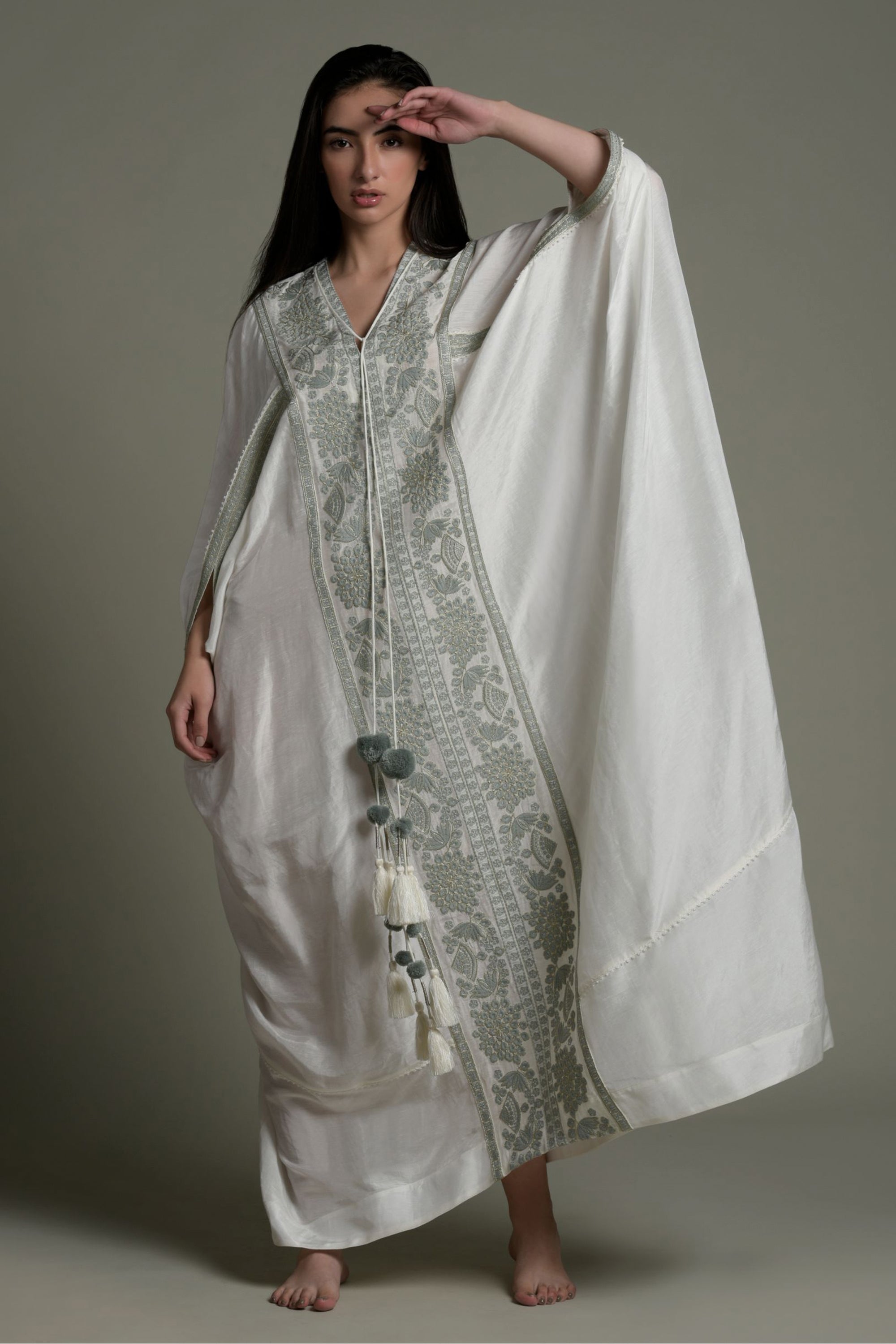 Sufi Embroidered Jalabiya with Inner Cotton Cami