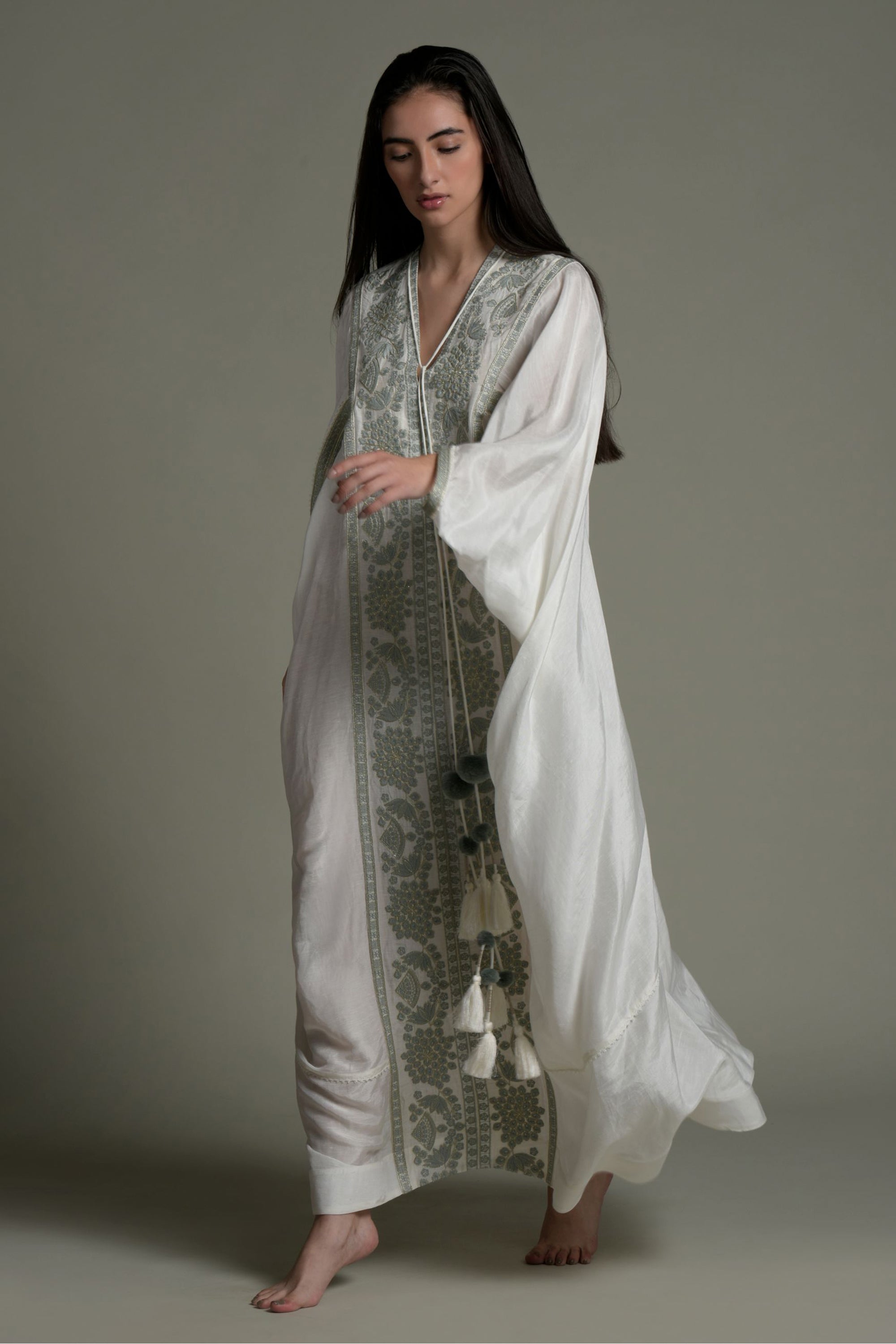 Sufi Embroidered Jalabiya with Inner Cotton Cami