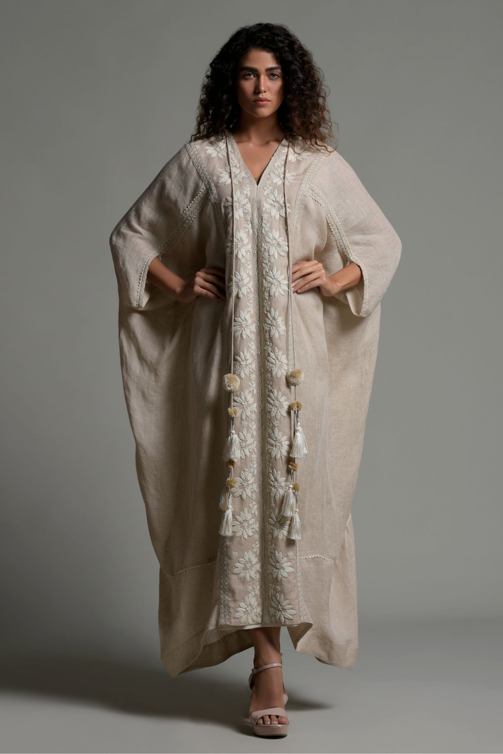 Rizwana Embroidered Jalabiya with Inner Cotton Cami