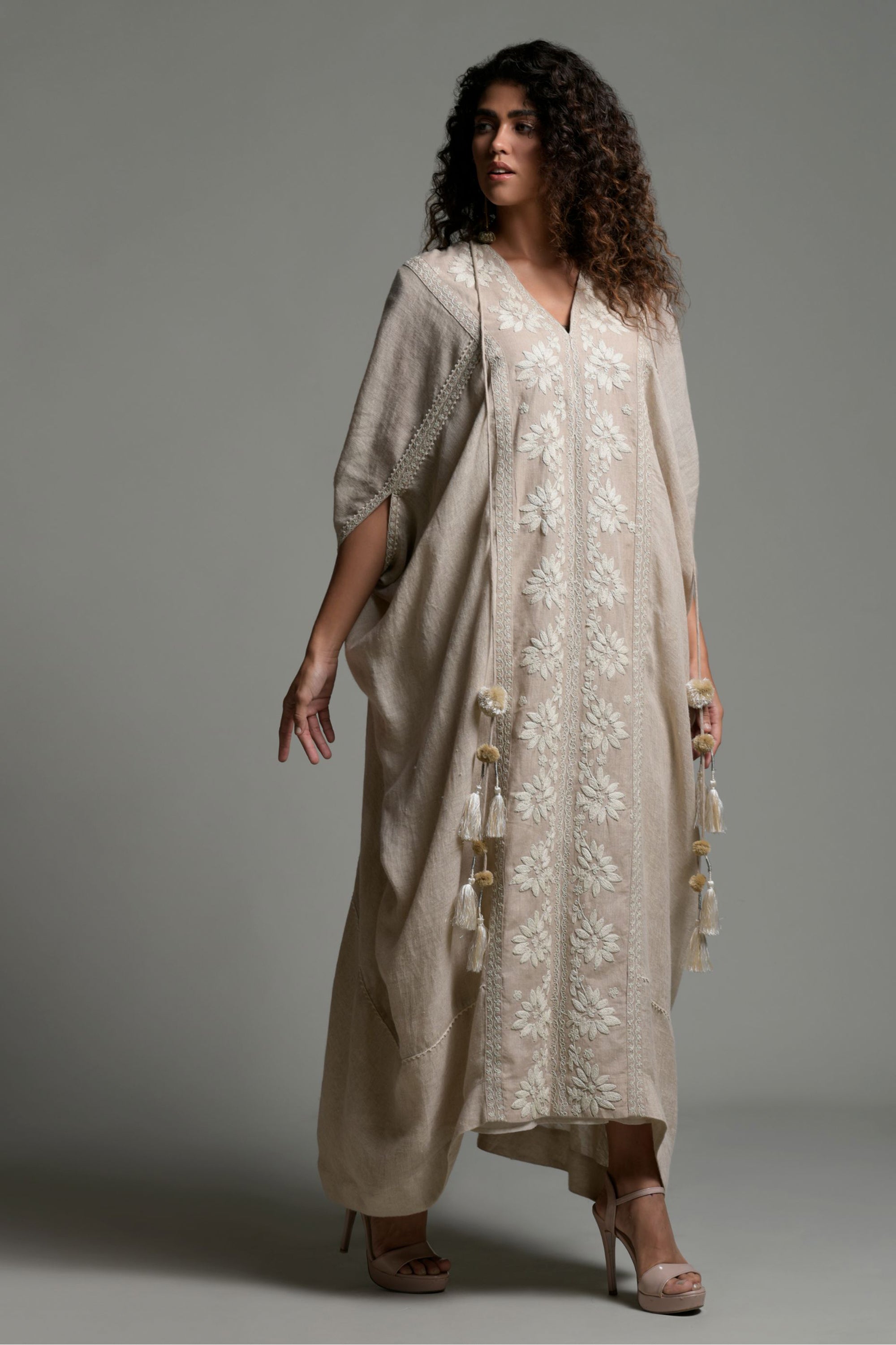 Rizwana Embroidered Jalabiya with Inner Cotton Cami
