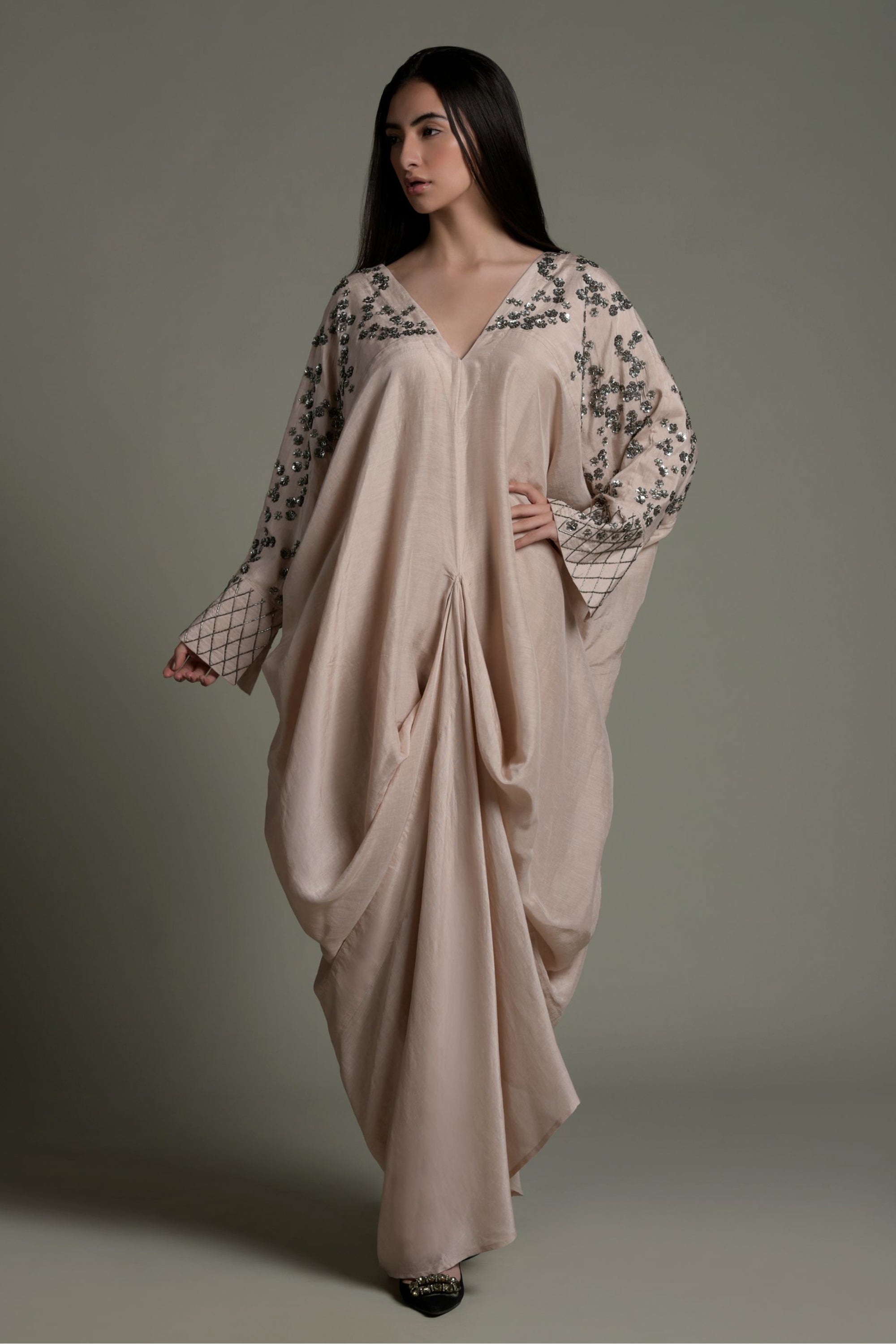 Salma Embellished Jalabiya with Inner Cotton Cami