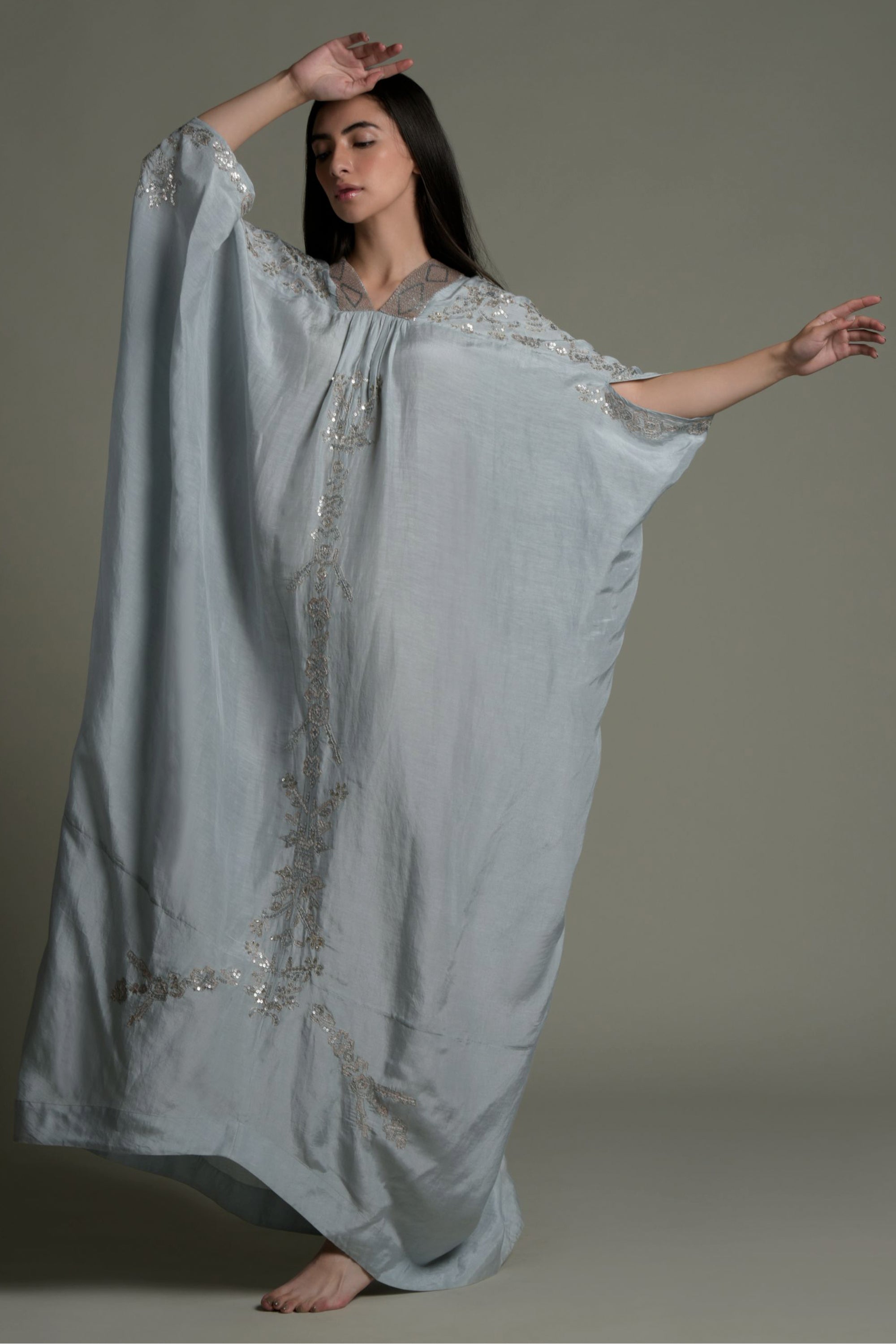 Sharika Embellished & Embroidered Jalabiya with Inner Cotton Cami