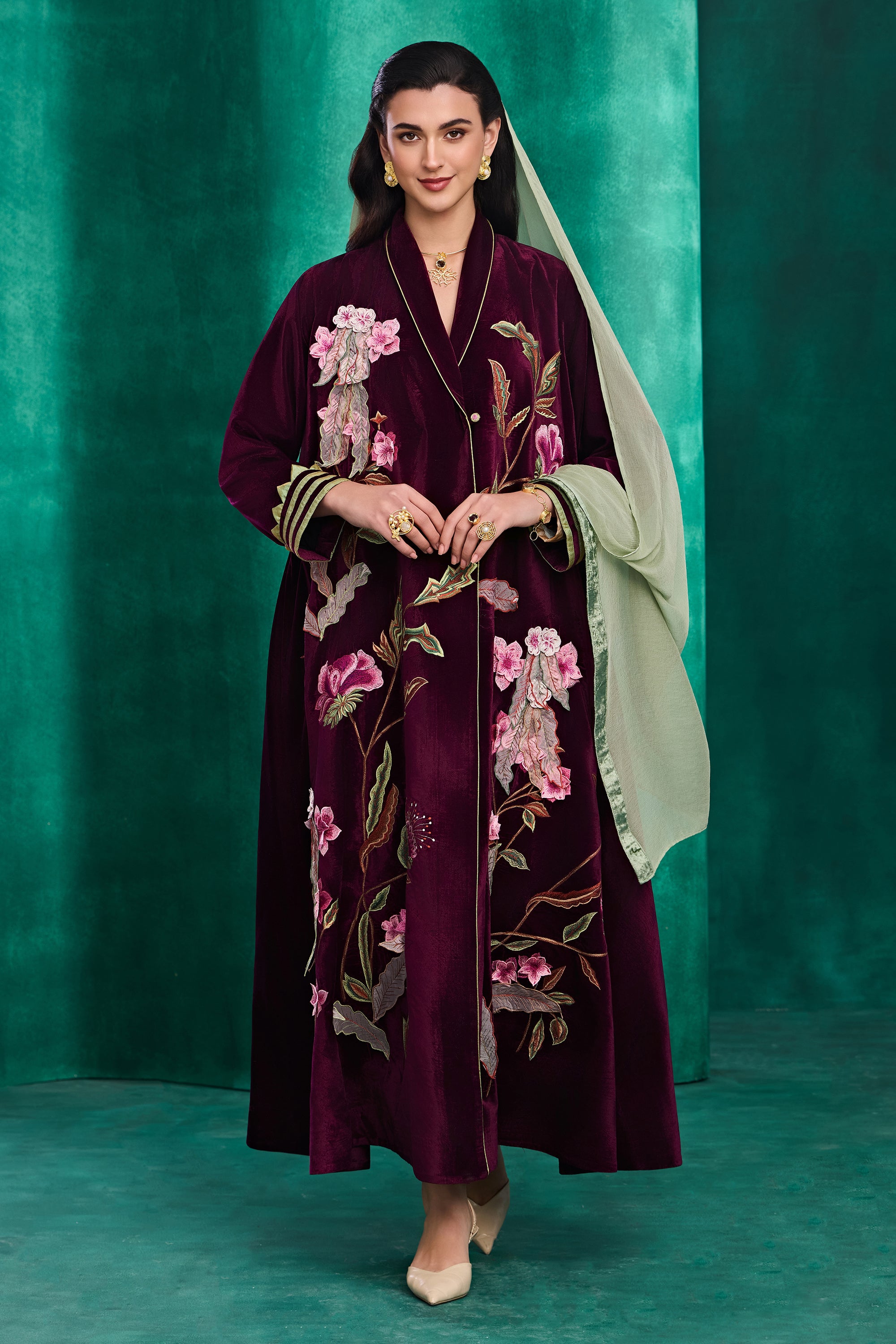 Fayruzah Embroidered 3D Floral Abaya