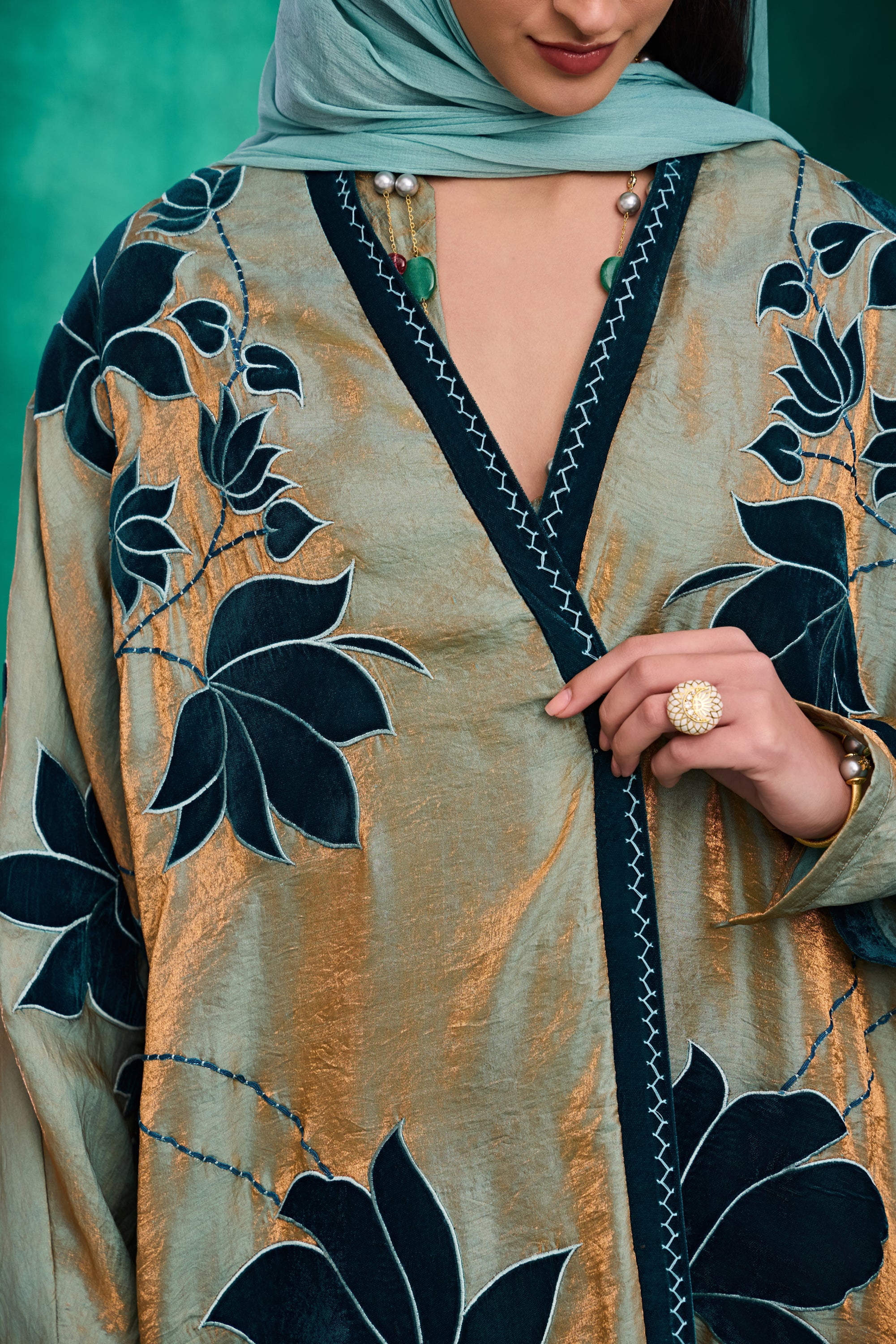 Qamarah Applique Embroidered Abaya