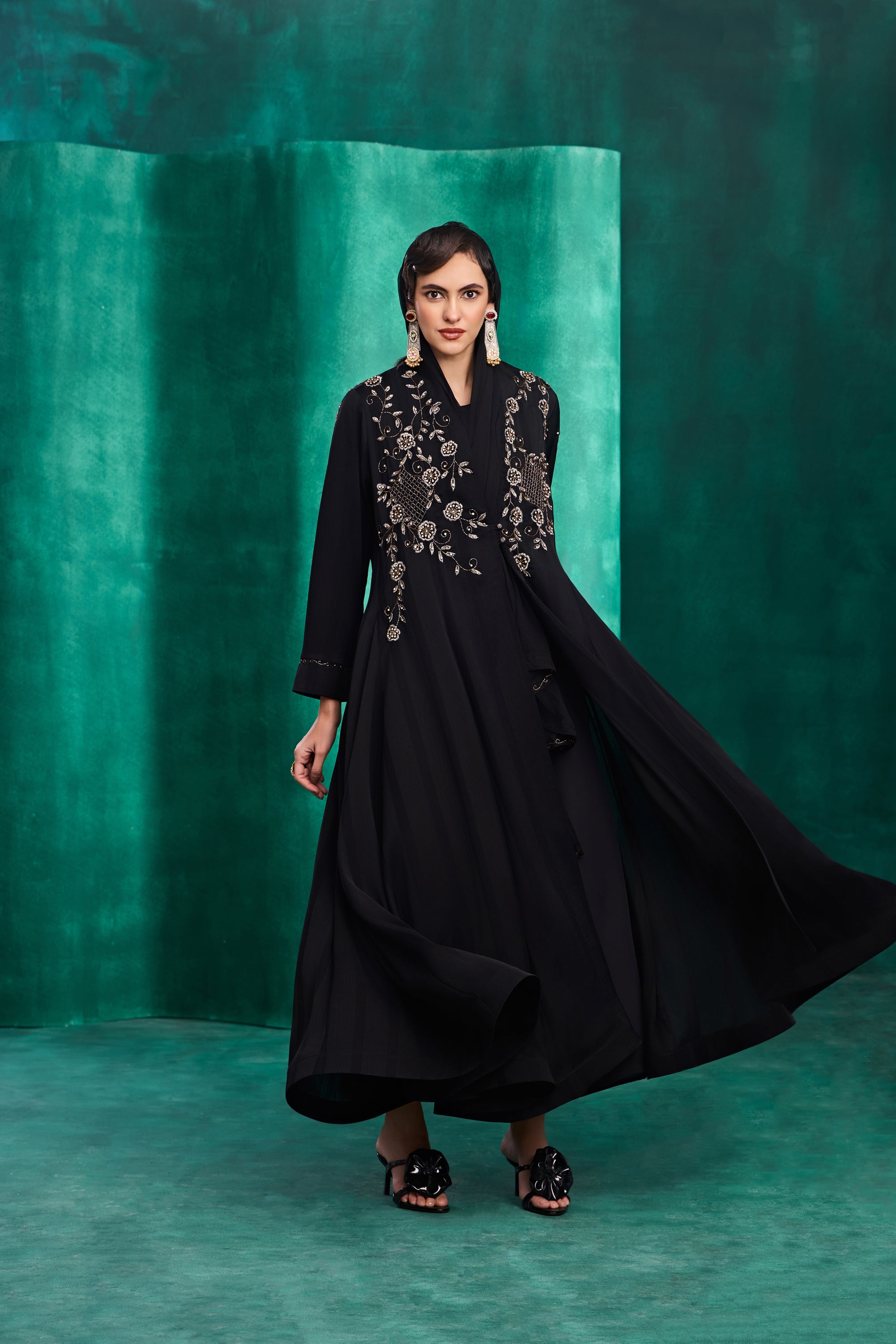Zohal Embroidered Abaya with Embellishment