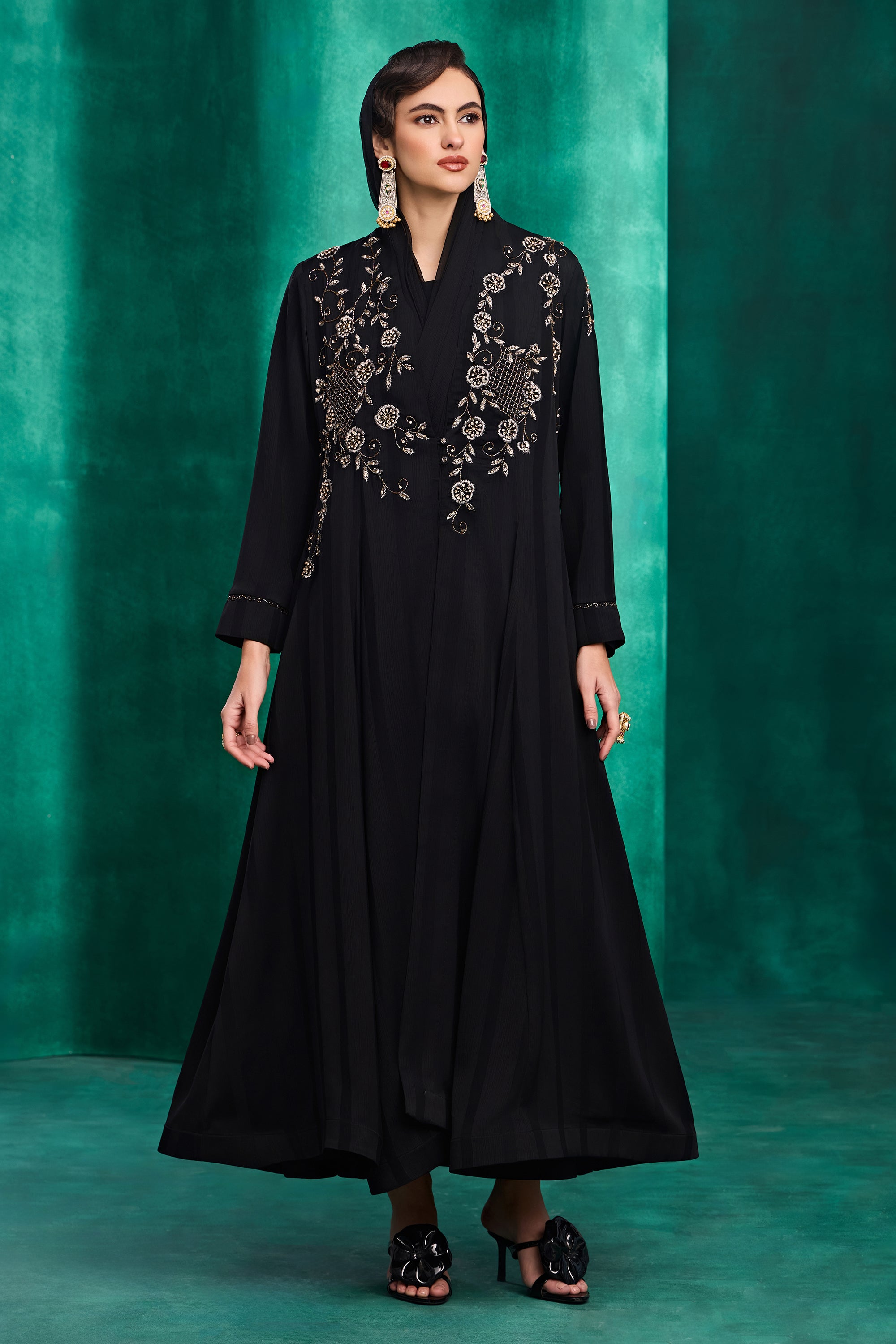 Zohal Embroidered Abaya with Embellishment