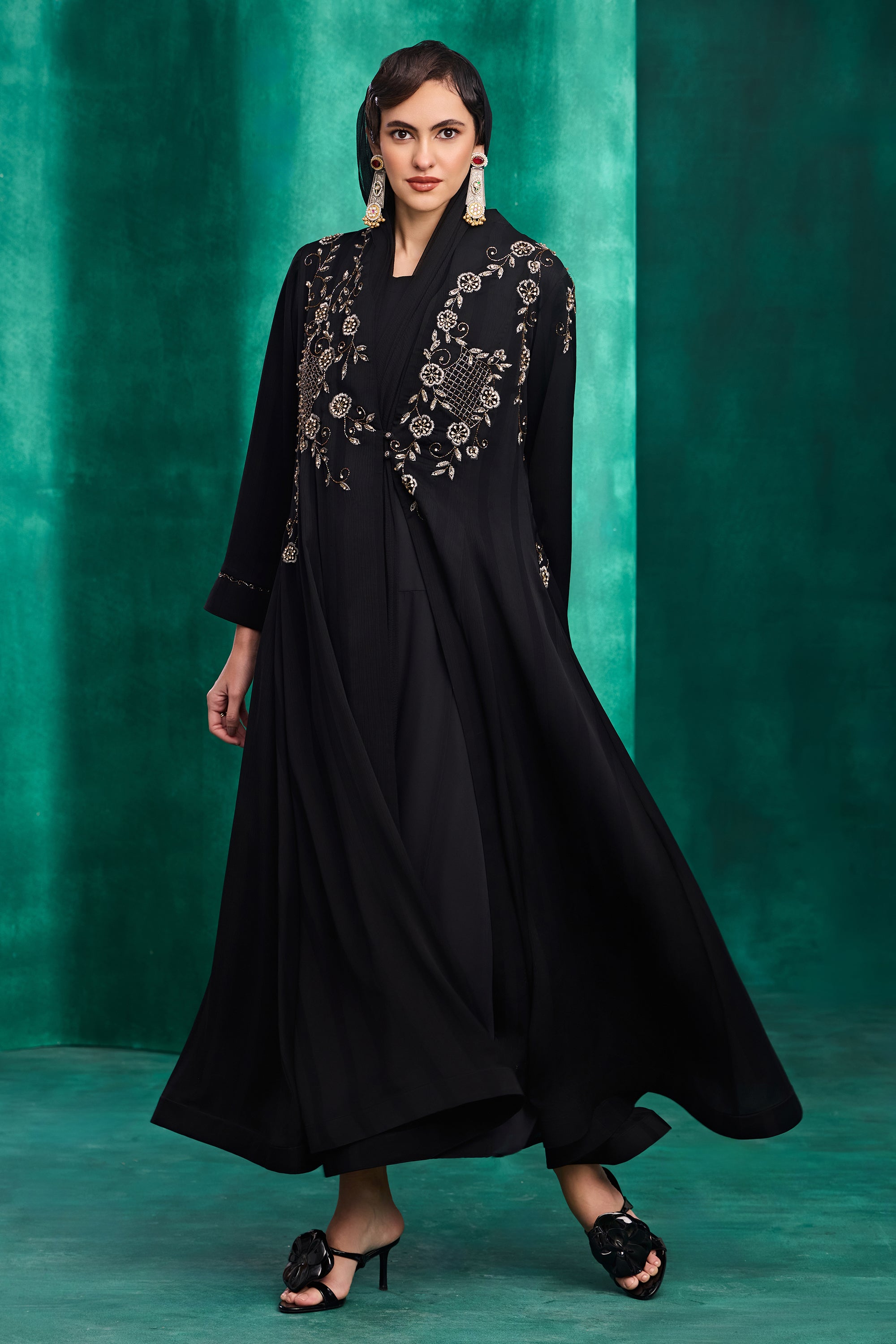 Zohal Embroidered Abaya with Embellishment