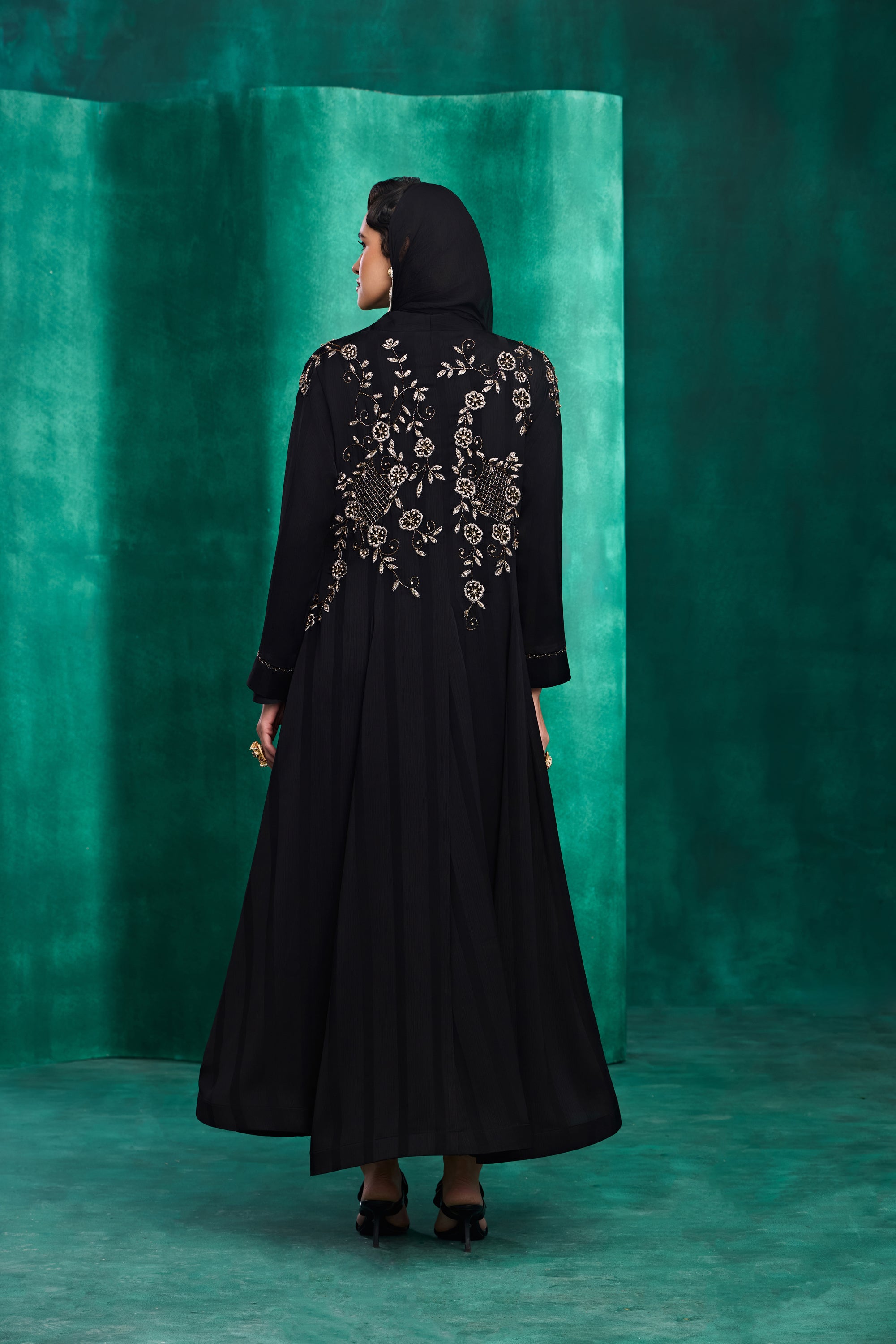 Zohal Embroidered Abaya with Embellishment