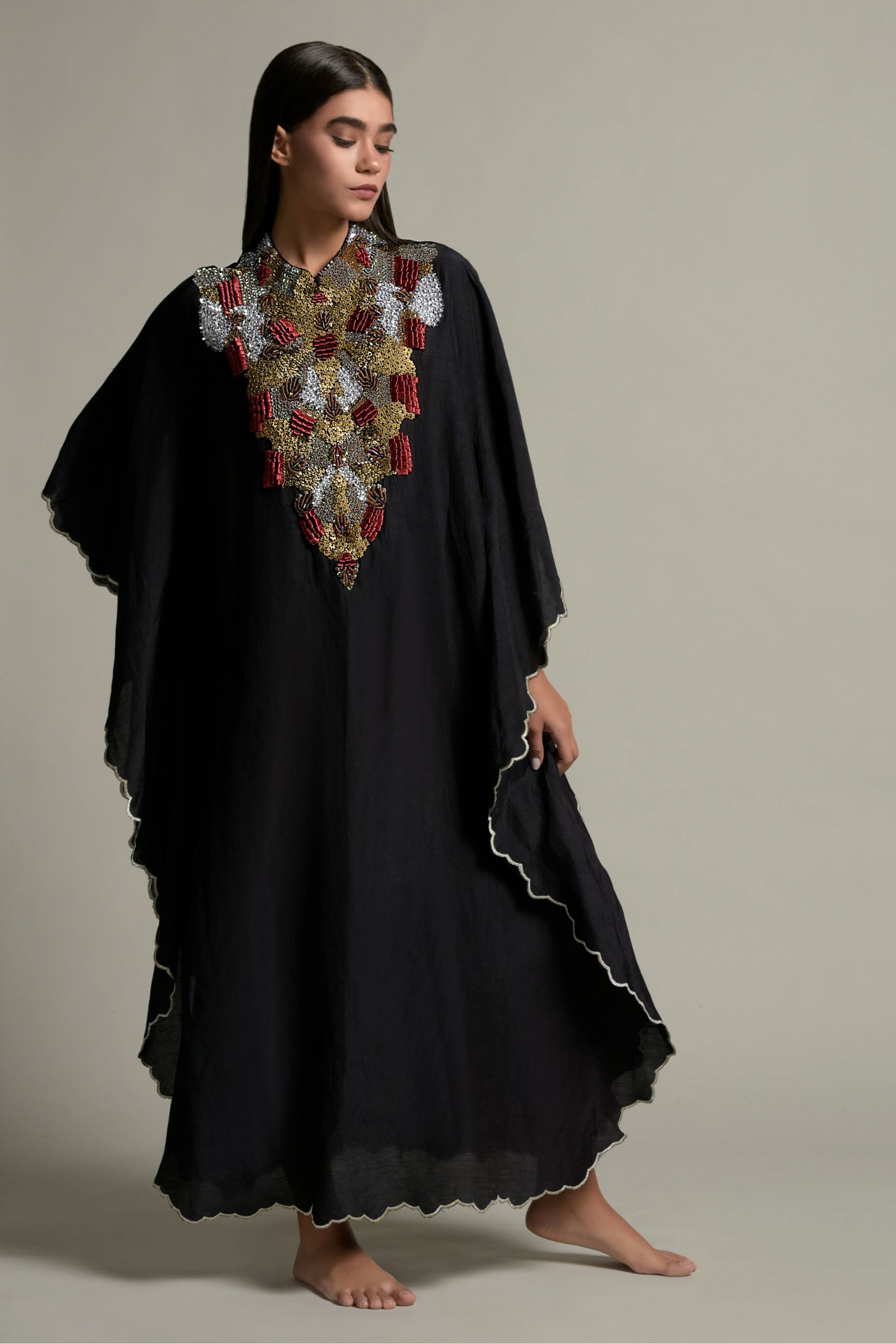 Mehram Embellished Jalabiya with Inner Cotton Cami