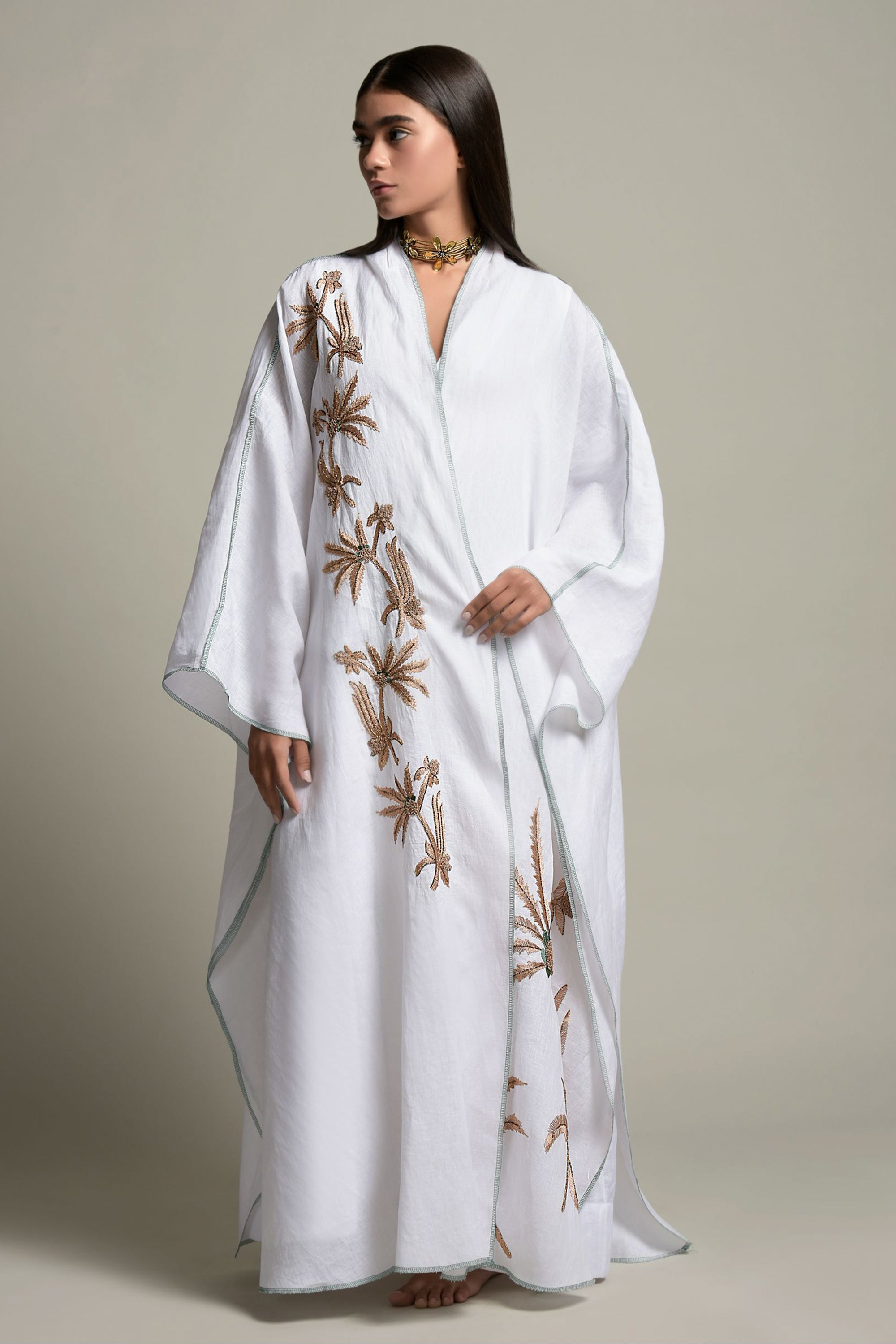 Dua Embroidered Abaya with Embellishment & Inner Cotton Dress