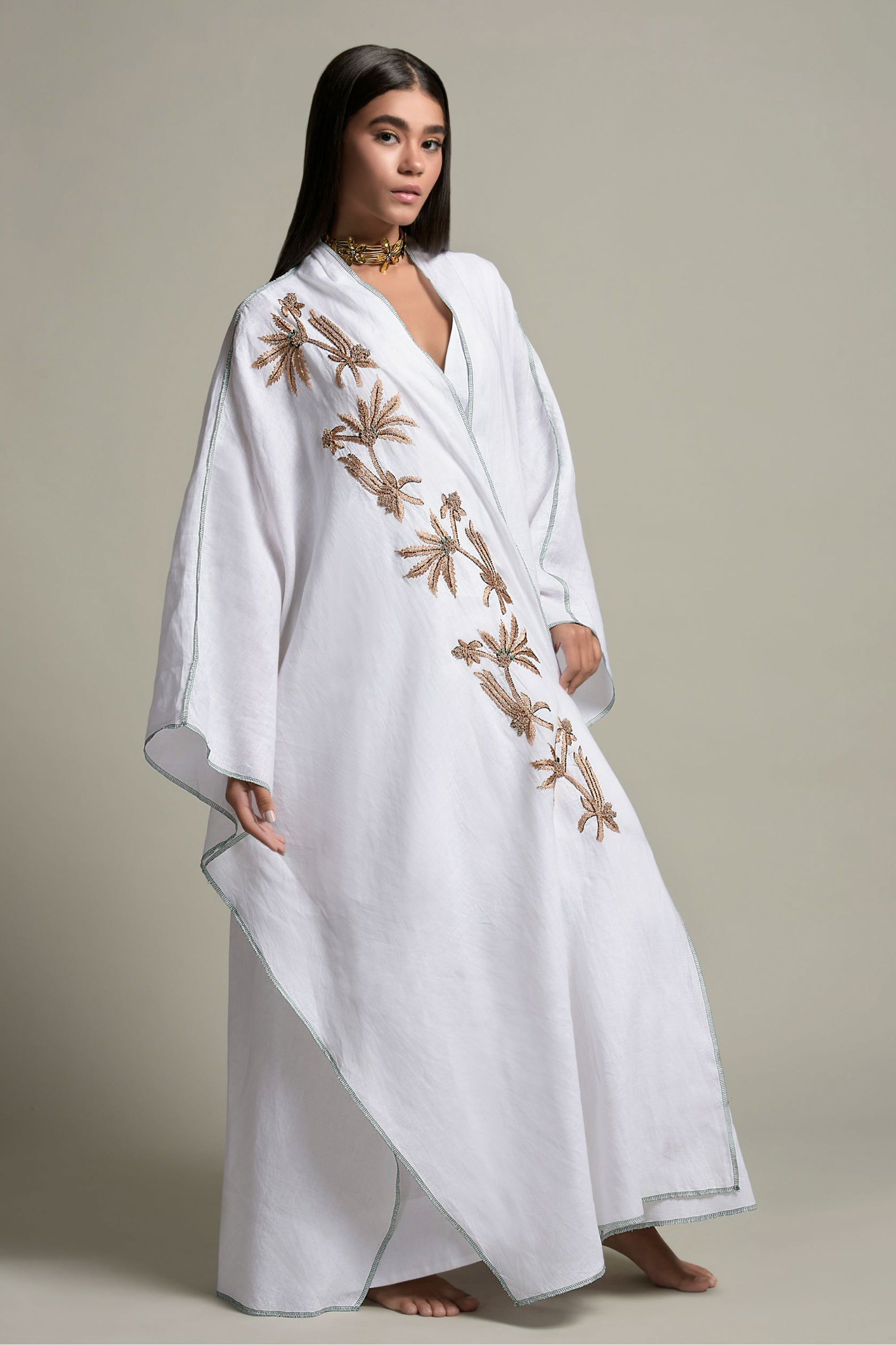 Dua Embroidered Abaya with Embellishment & Inner Cotton Dress