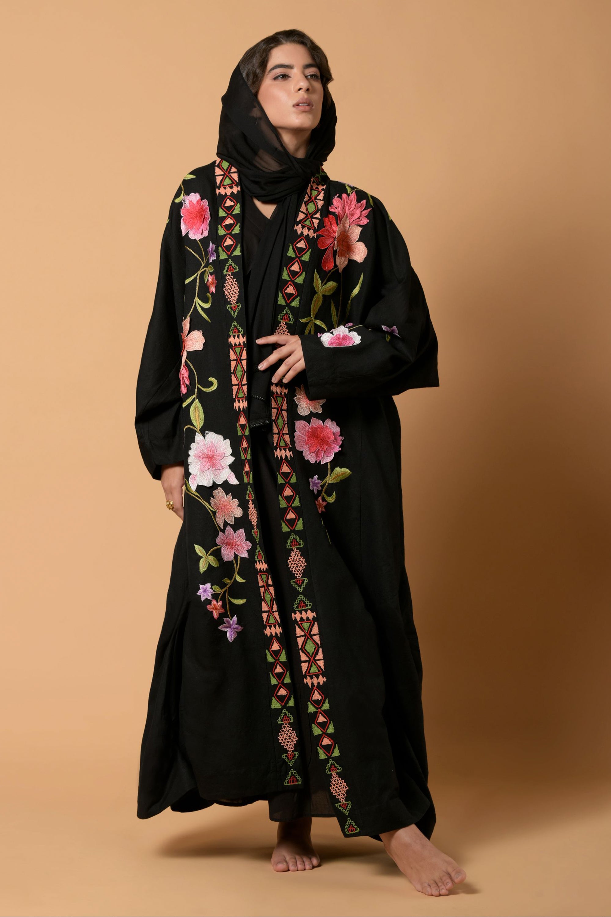 Gazala Flora Noir Abaya