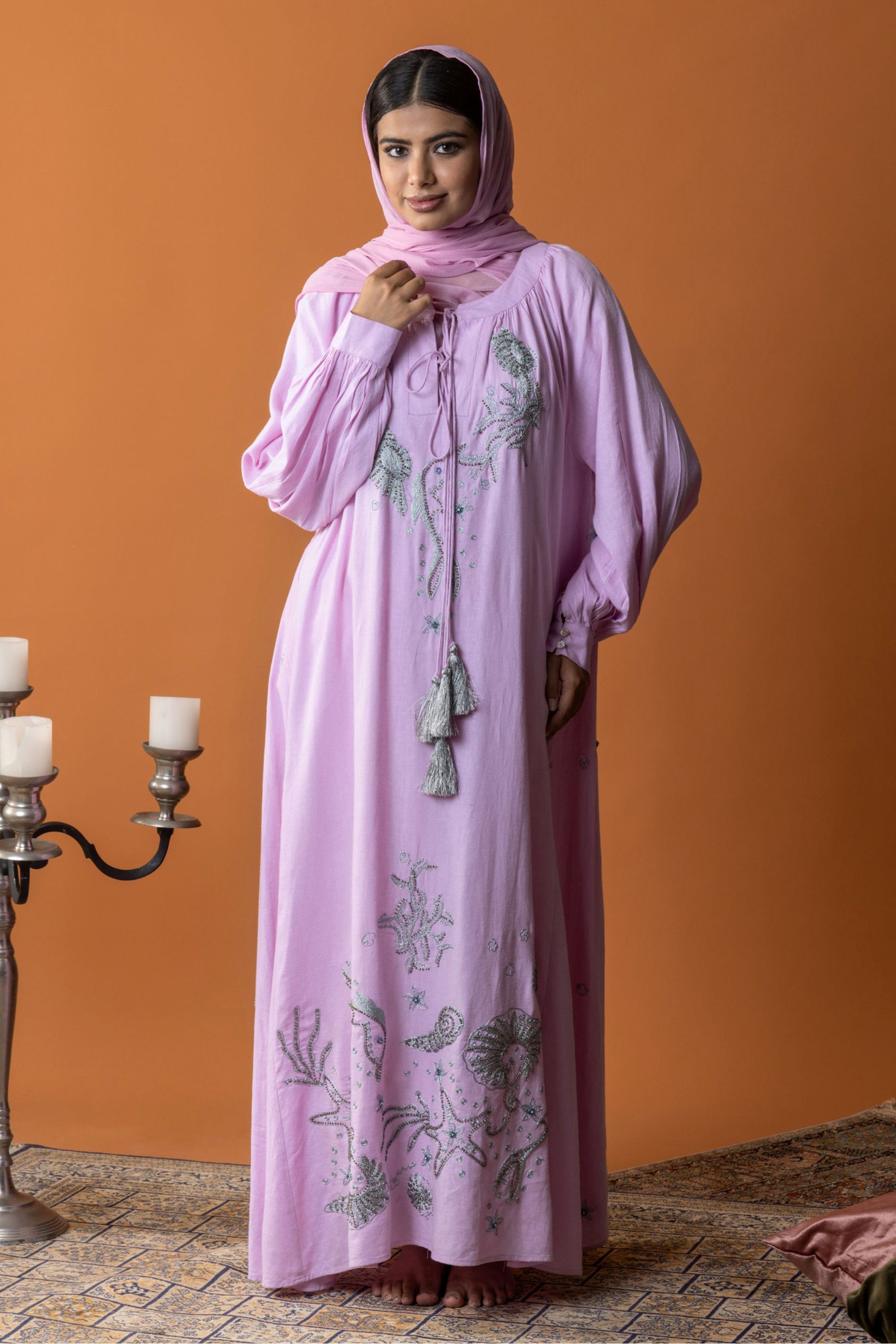 Dana Embroidered Jalabiya with Embellishment