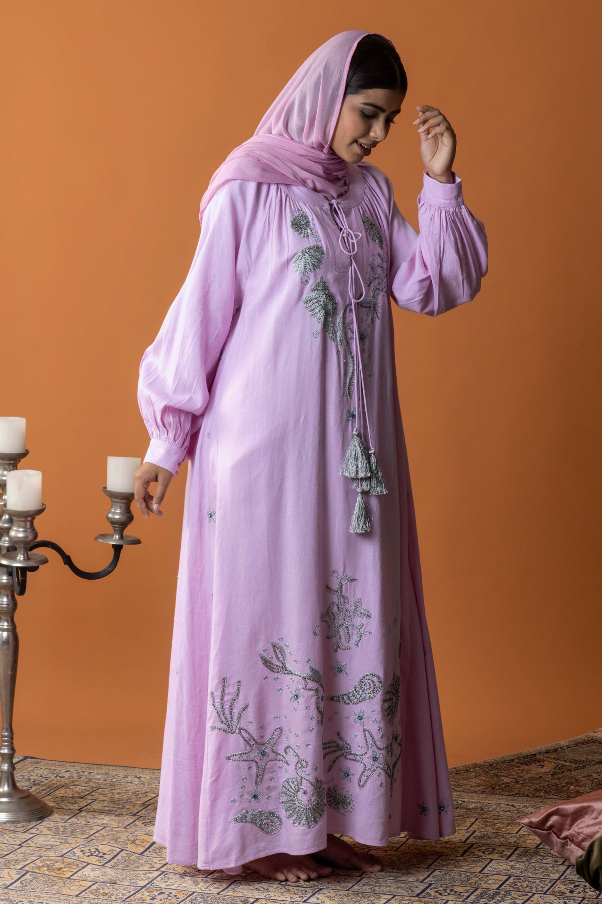 Dana Embroidered Jalabiya with Embellishment