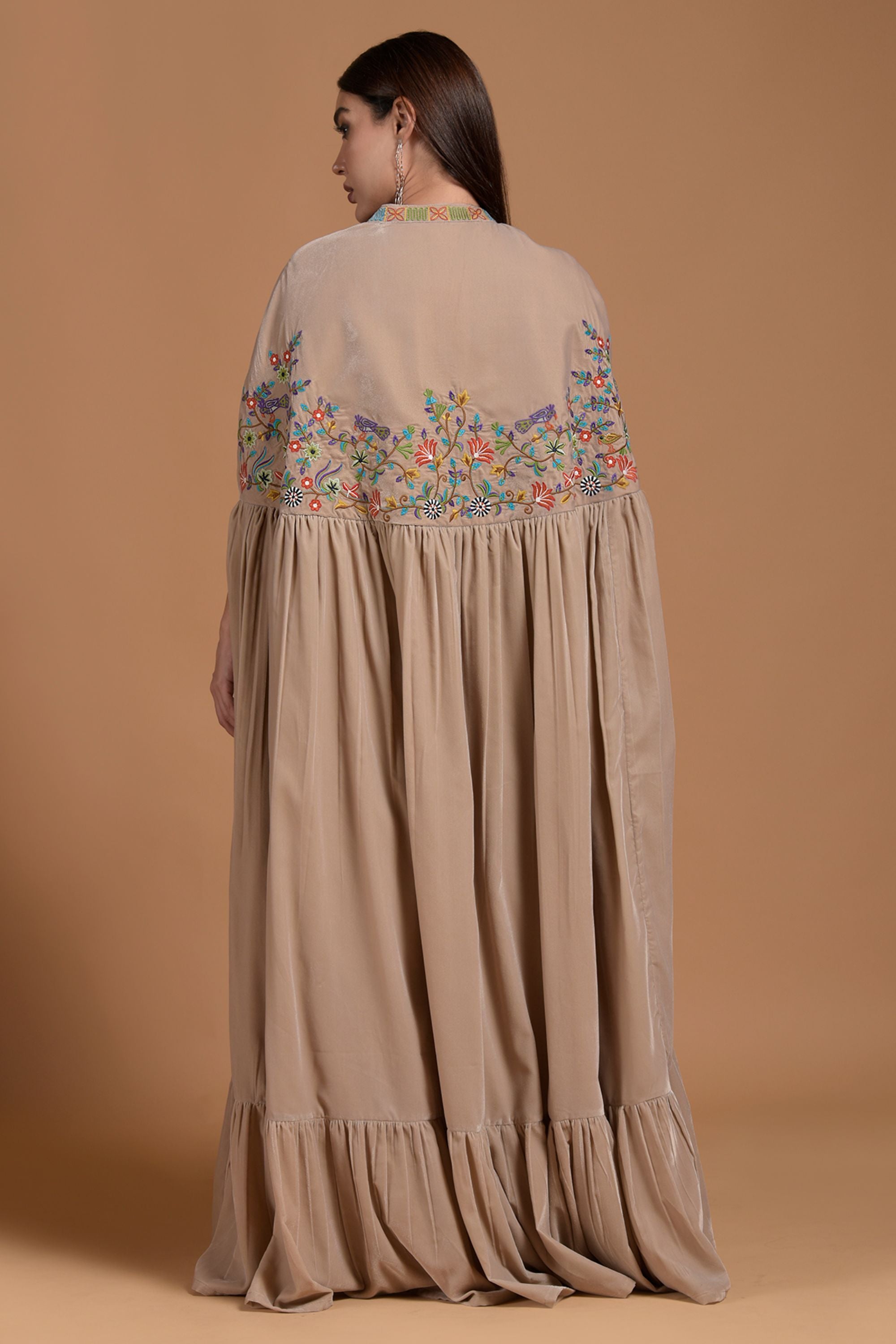 Arzo Embroidered Cape with Patch