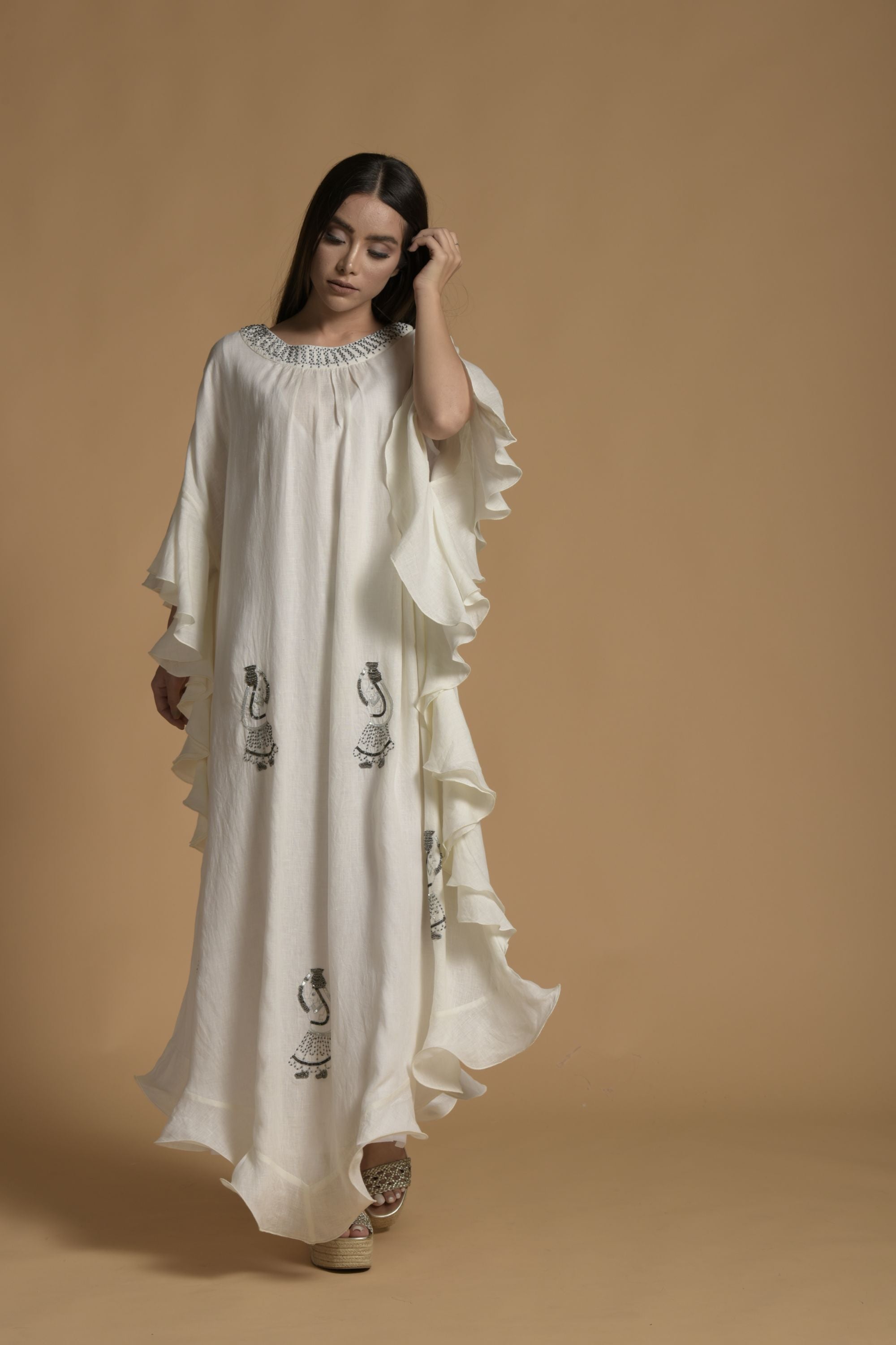 Aasma Embellished Jalabiya with Inner Cotton Cami