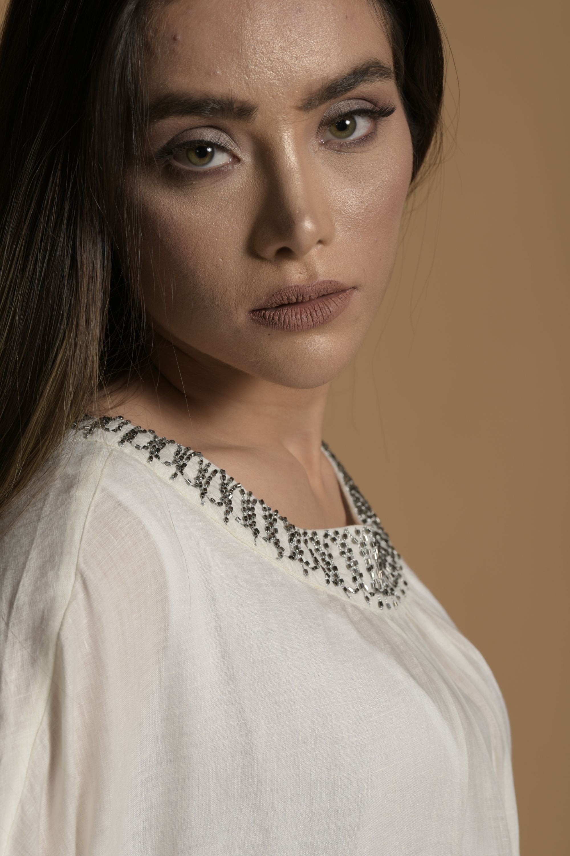 Aasma Embellished Jalabiya with Inner Cotton Cami