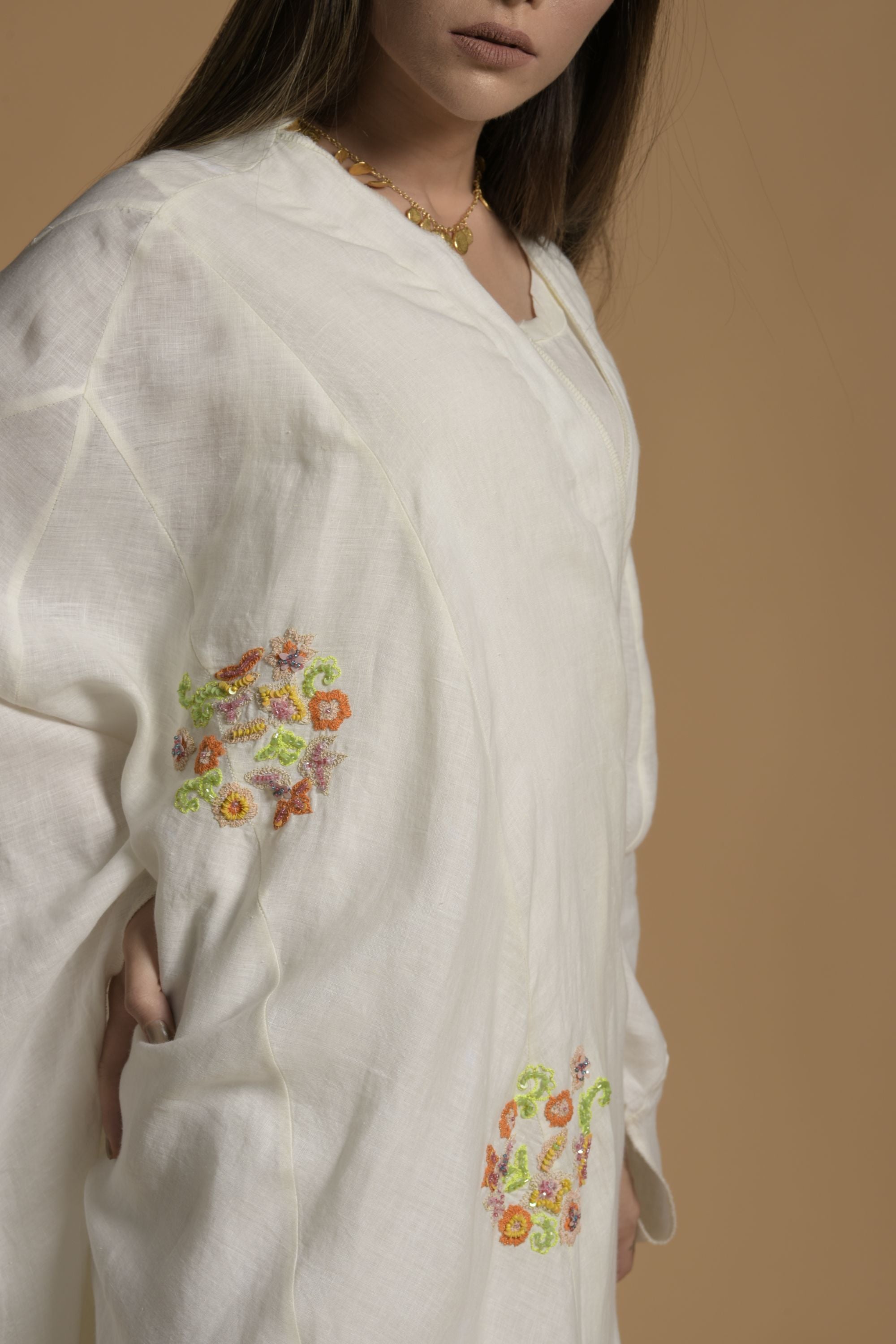 Nazneen Embellished & Embroidered Cape with Cotton Inner Dress