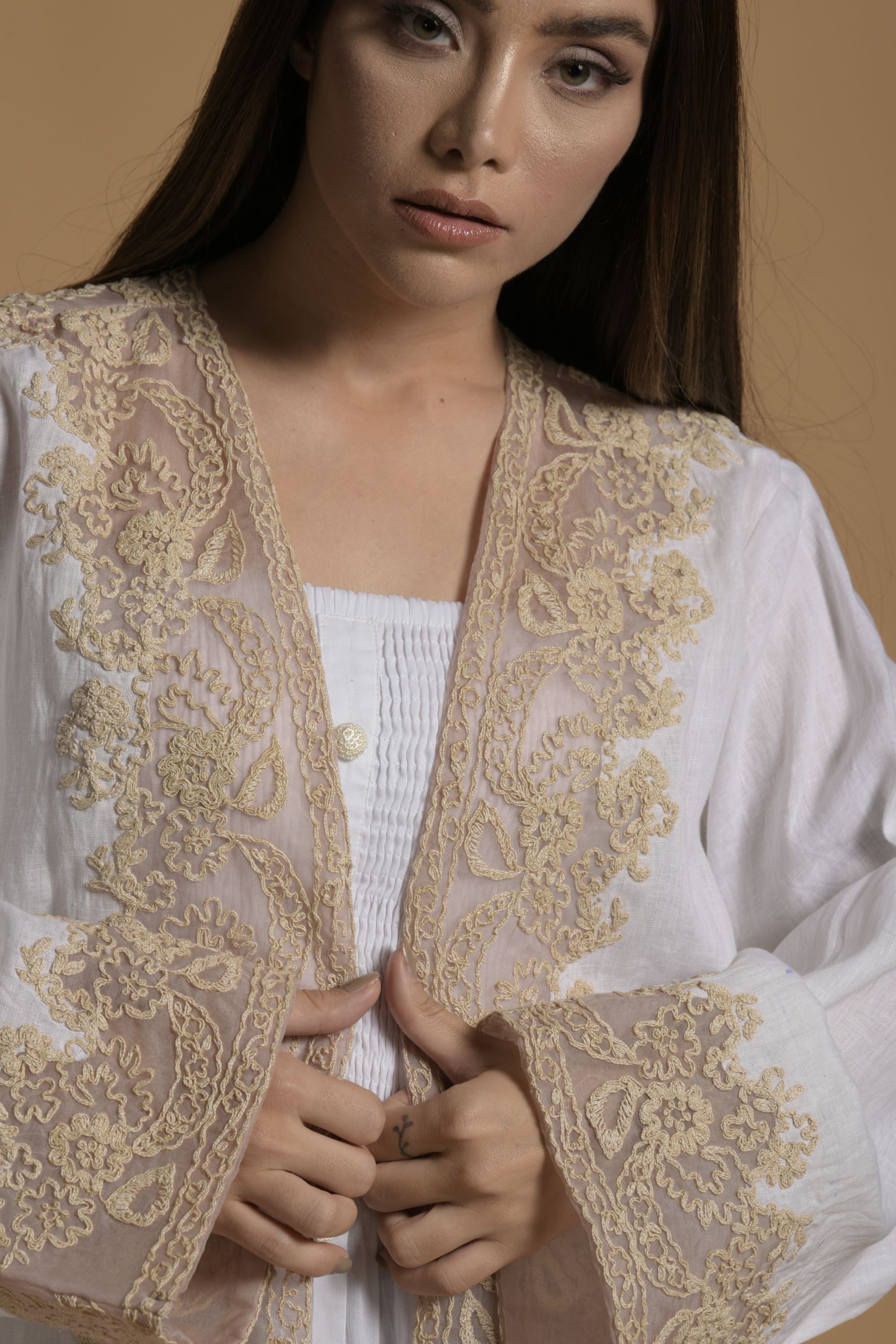 Arzoo Embroidered Bisht with Cotton Inner Dress