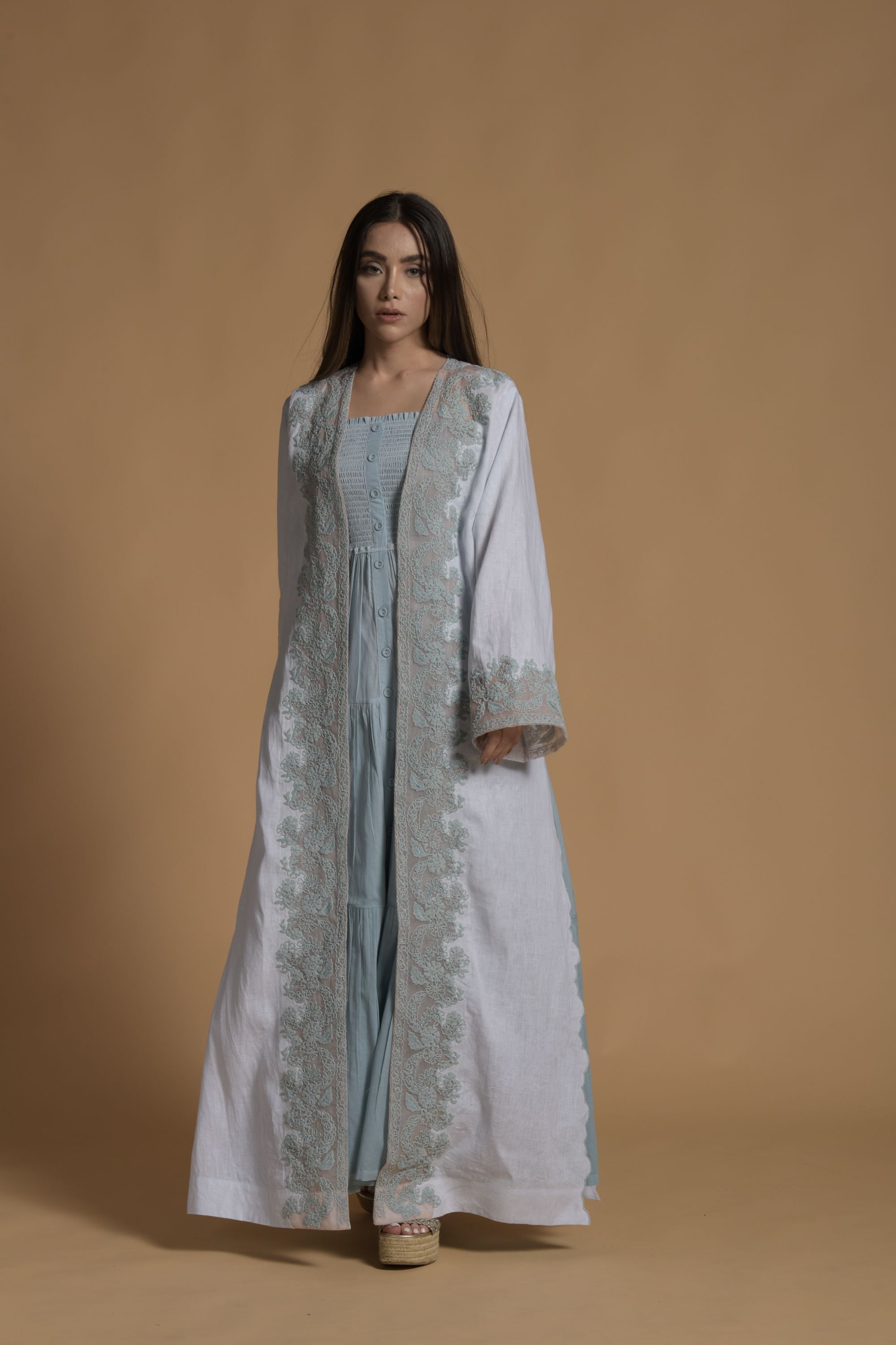 Afia Embroidered Bisht with Cotton Inner Dress